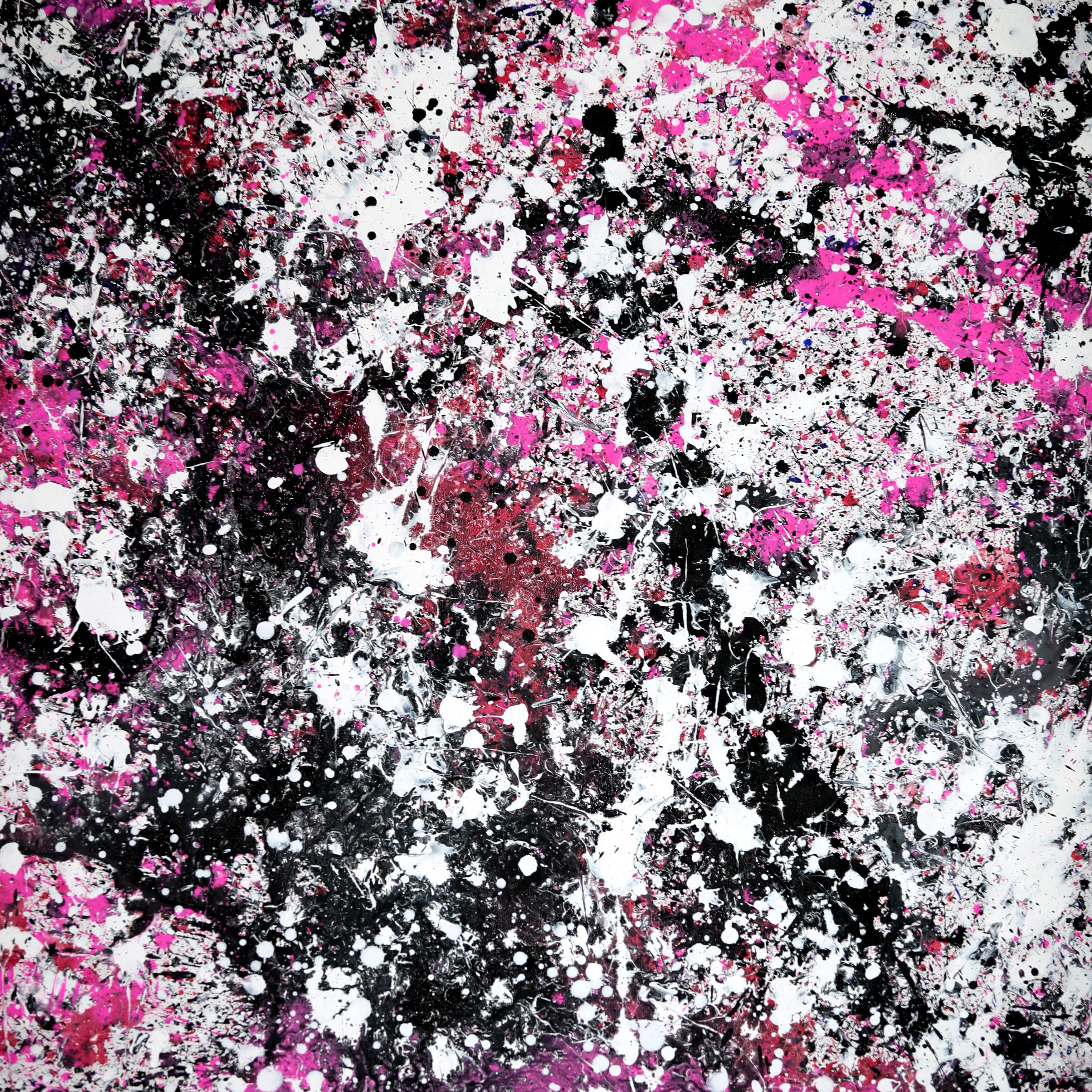 My Pink Universe - Gray Abstract Painting by Estelle Asmodelle