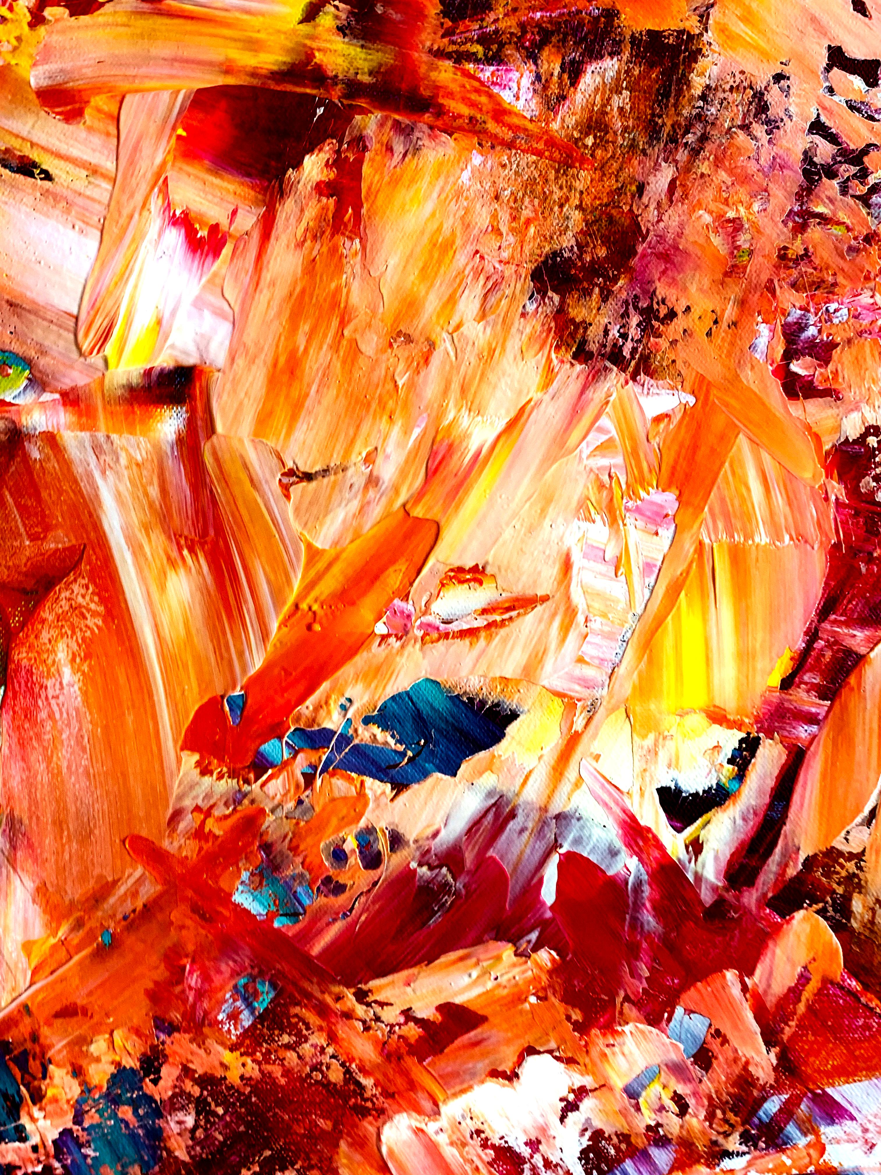 Number 78 - Orange Abstract Painting by Estelle Asmodelle