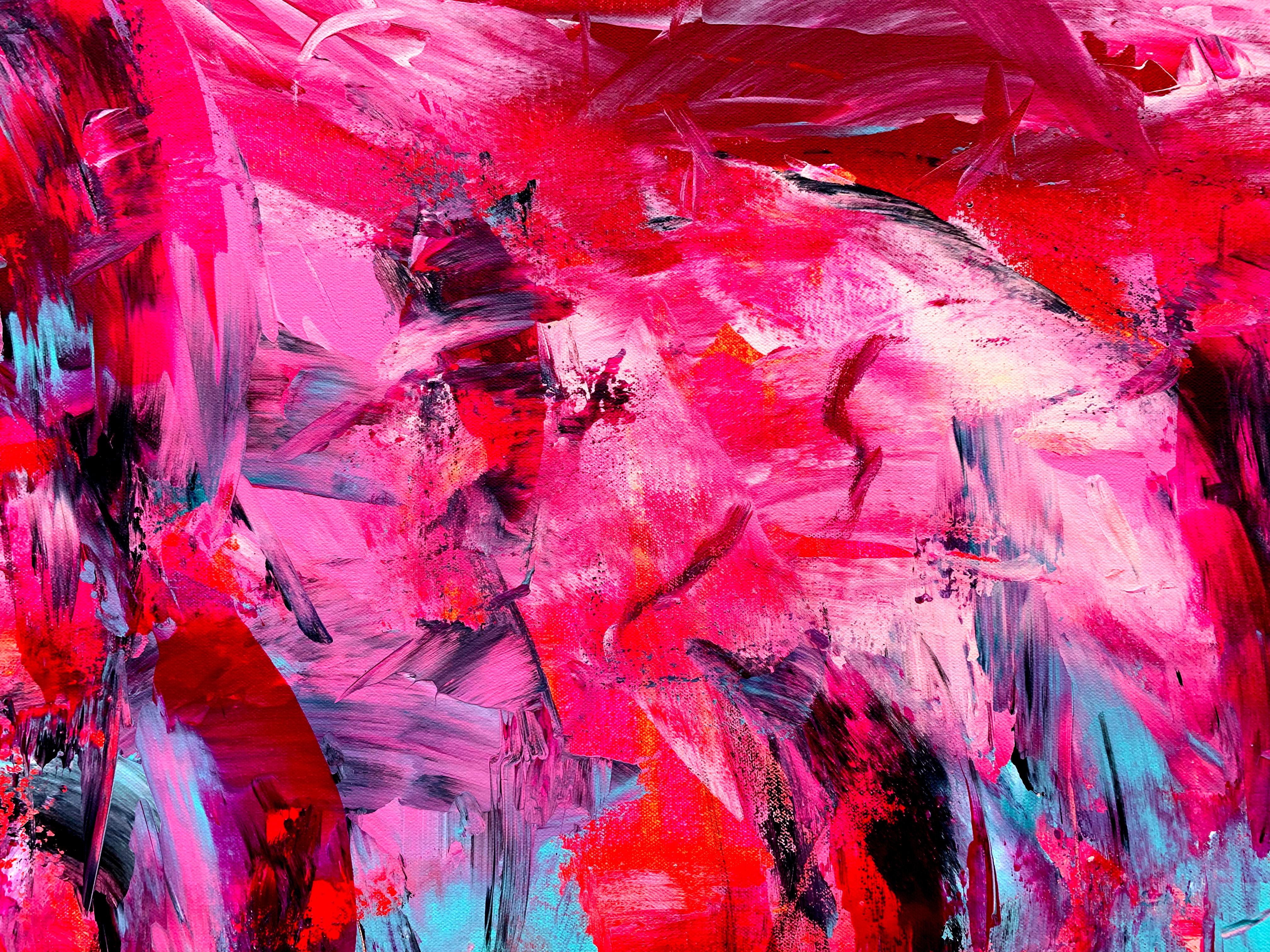Otherworldly Existence - Pink Abstract Painting by Estelle Asmodelle