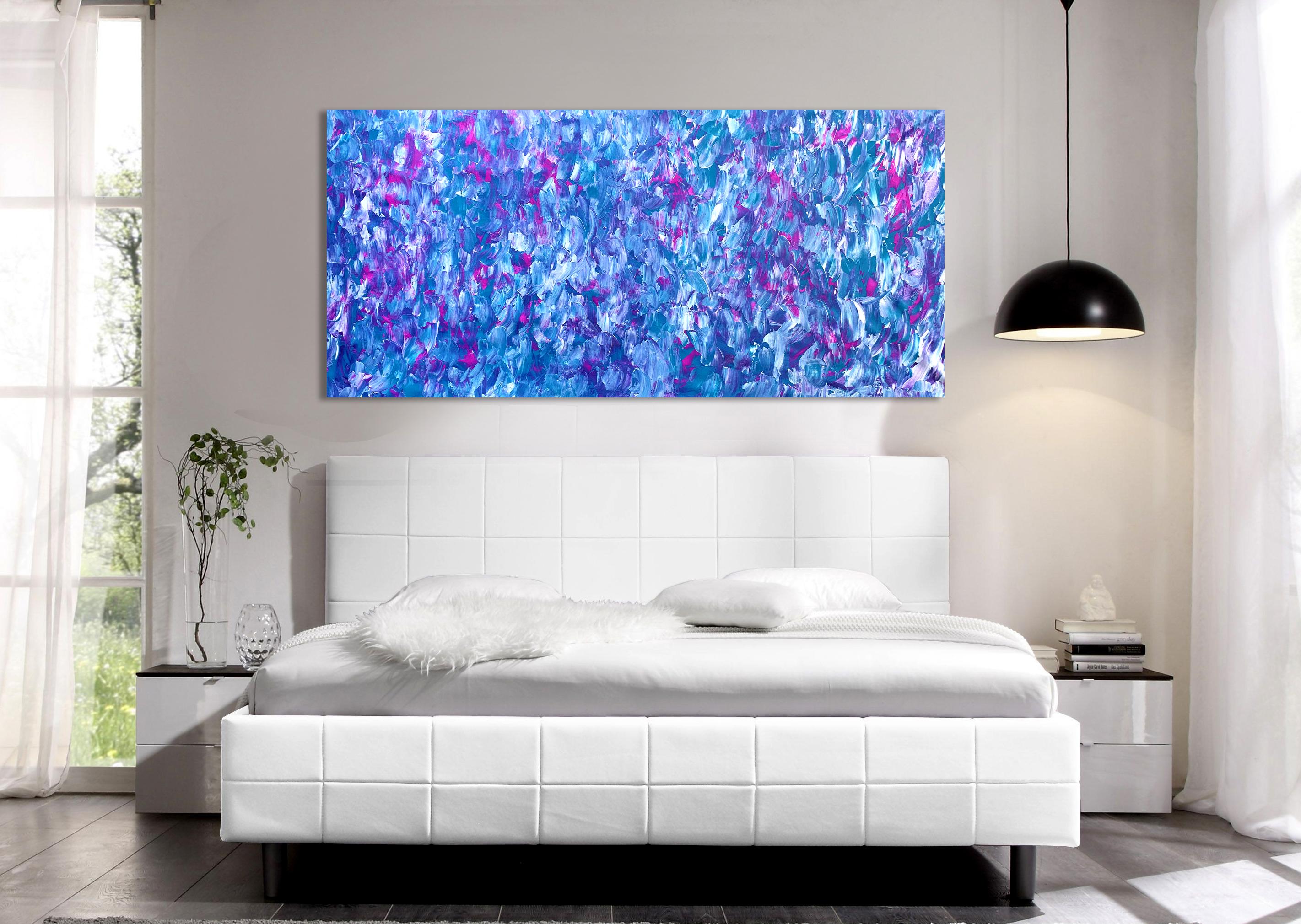 Pink and Blue Romance - Painting by Estelle Asmodelle