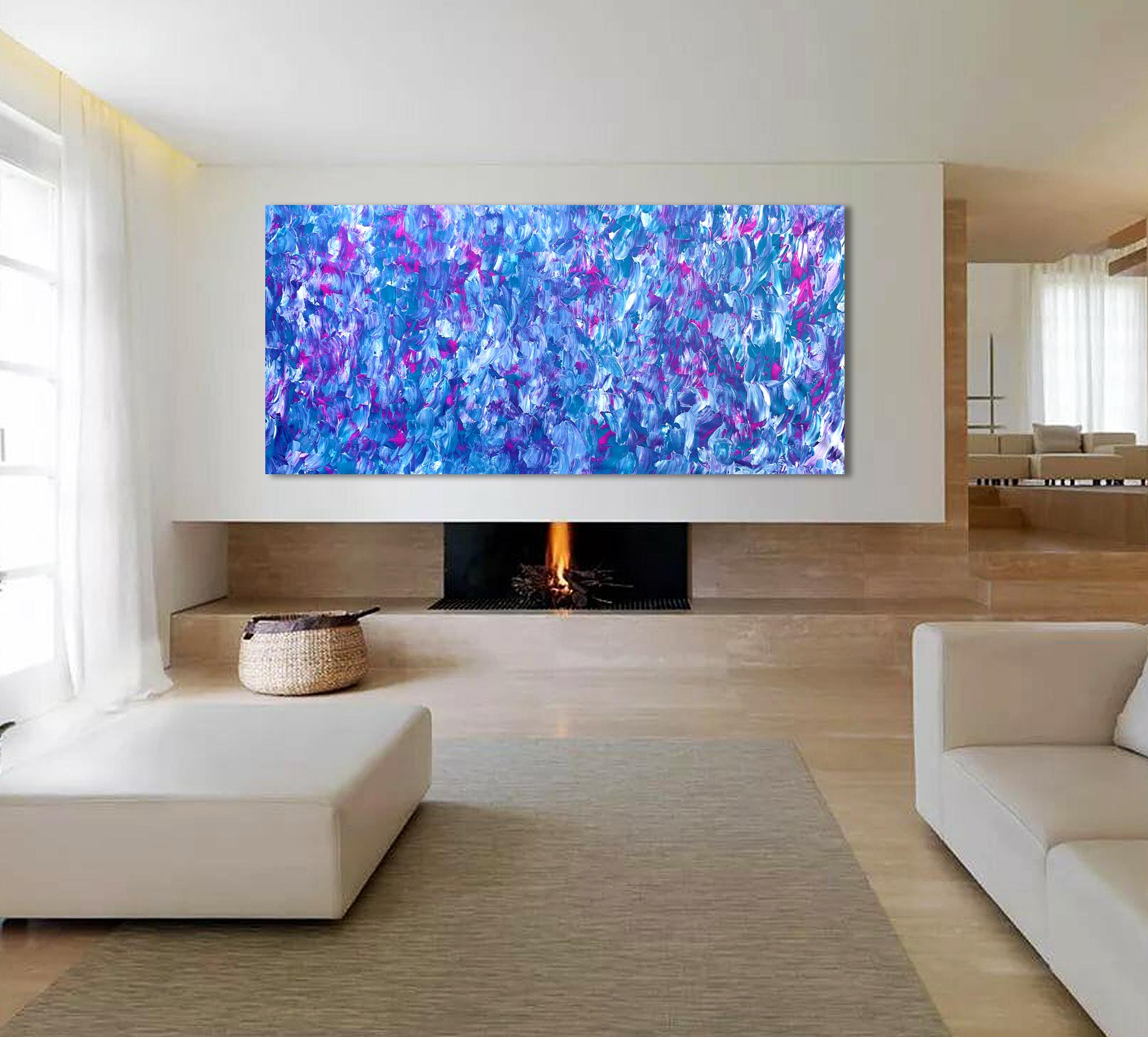 Pink and Blue Romance - Abstract Expressionist Painting by Estelle Asmodelle