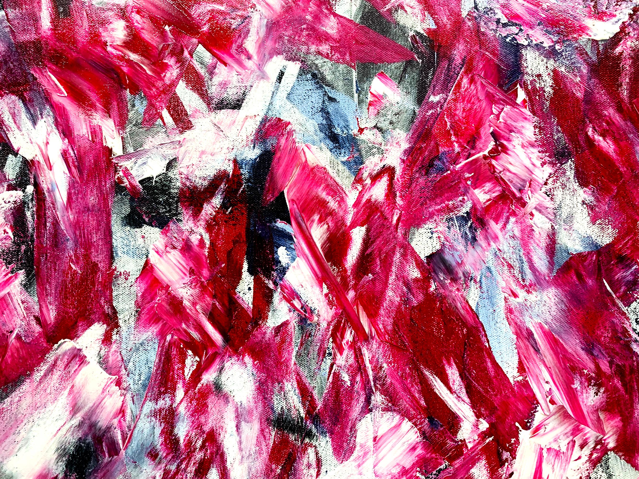 Red Concealment - Abstract Expressionist Painting by Estelle Asmodelle
