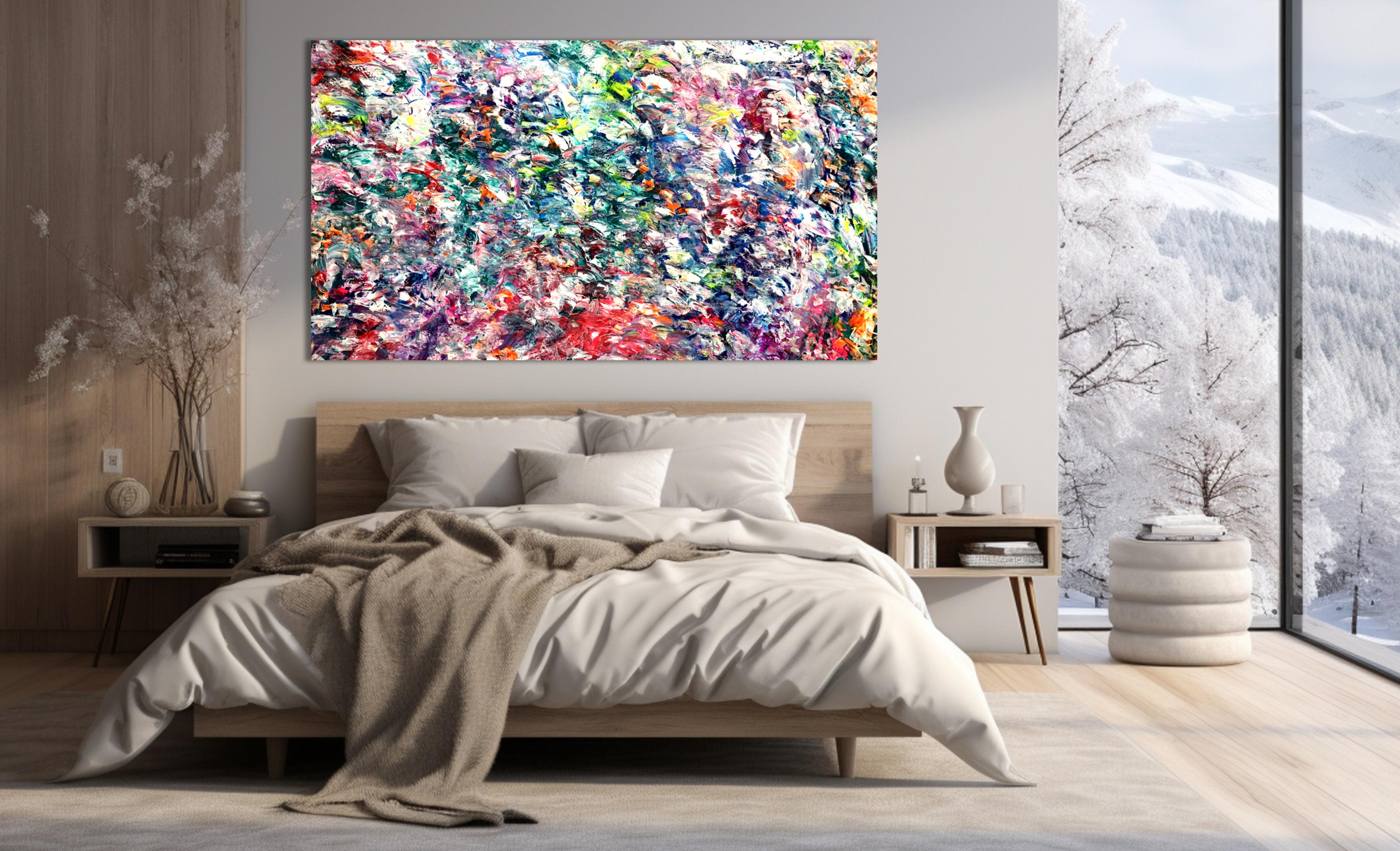 Paysage couvert de neige - Expressionnisme abstrait Painting par Estelle Asmodelle
