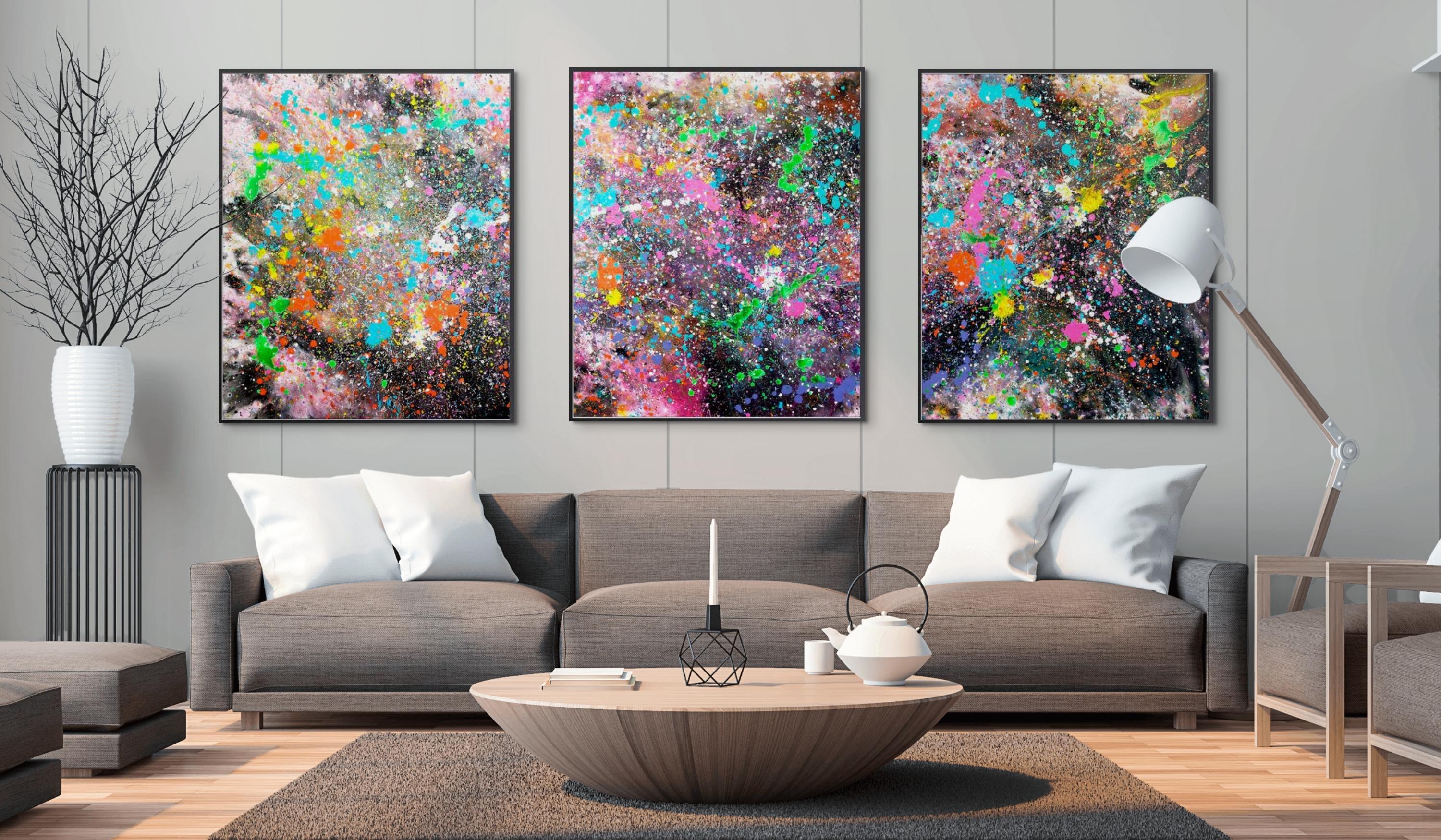 Stellar Nursery  Triptych (2010) - Abstract Expressionist Painting by Estelle Asmodelle