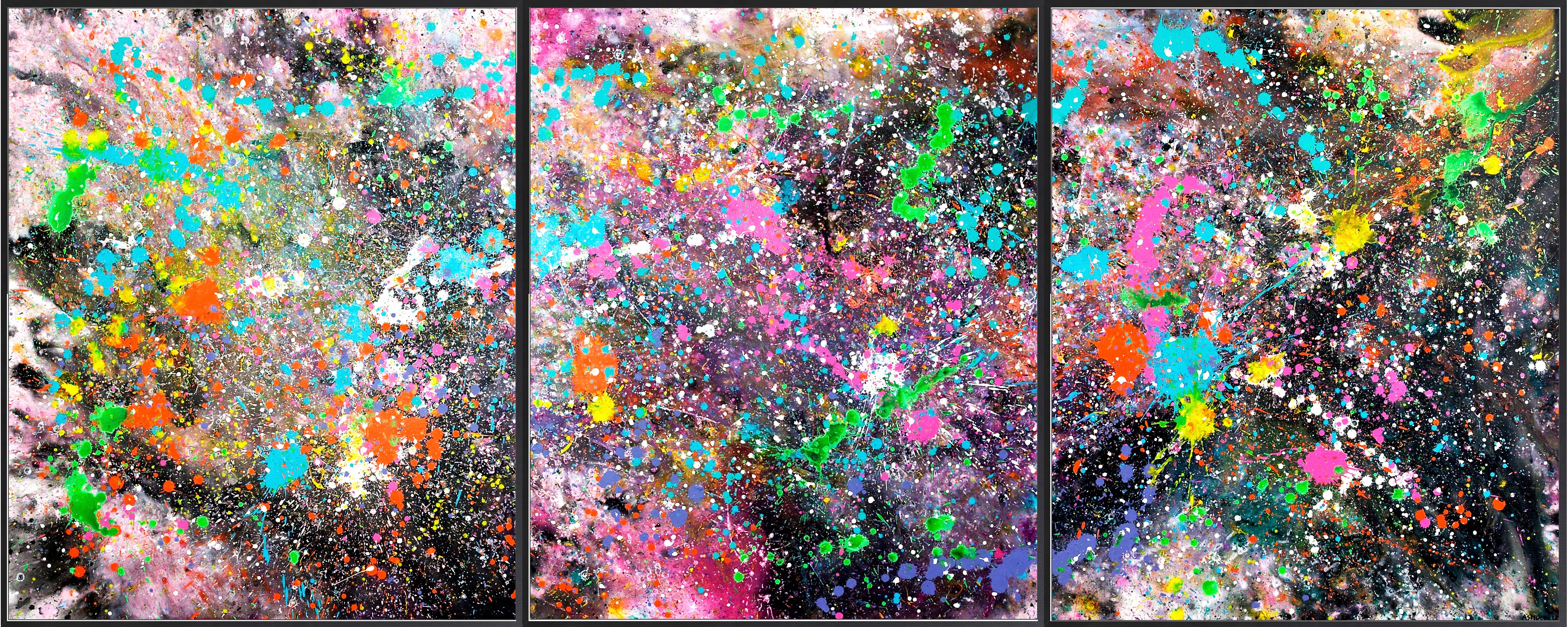 Abstract Painting Estelle Asmodelle - Pépinière Stellaire  Triptyque (2010)