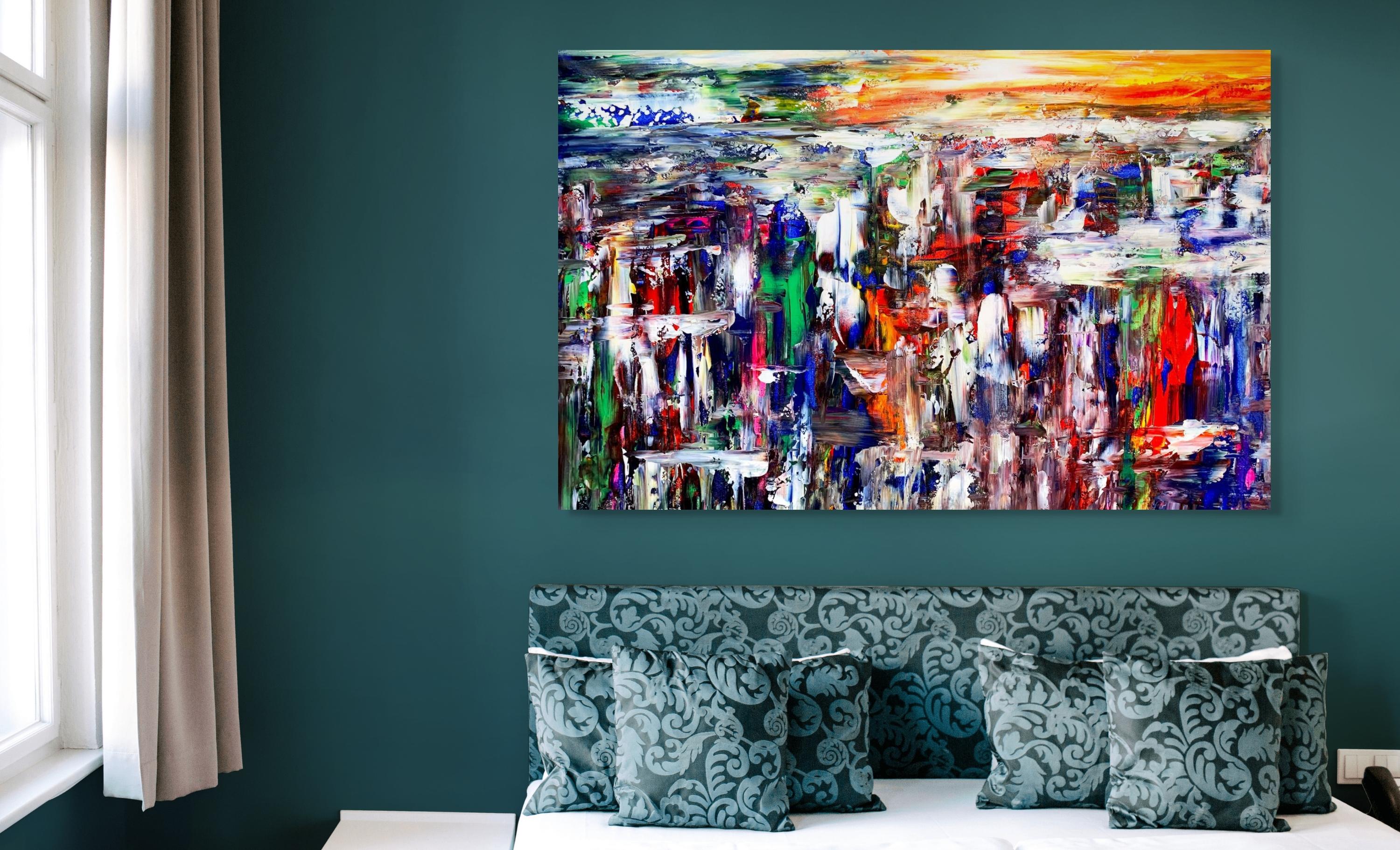 Sunset Osaka - Abstract Expressionist Painting by Estelle Asmodelle