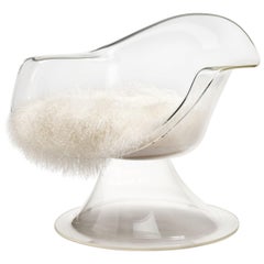 Estelle & Erwin Laverne Lucite 'Jonquil' Chair with Mongolian Fur Seat 