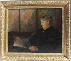 E.Huntington Huggins 1867-1963 Antique Oil painting on board Portrait, Dated.