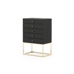 Contemporary wooden tallboy dresser with metal structure, fully customisable
