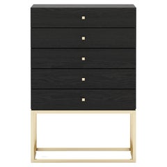 Contemporary wooden tallboy dresser with metal structure, fully customisable