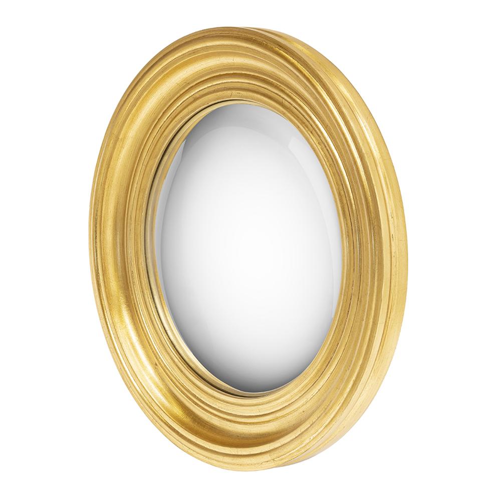 Mirror Esterel gold with wooden frame in
aged gold finish and with convex mirror.