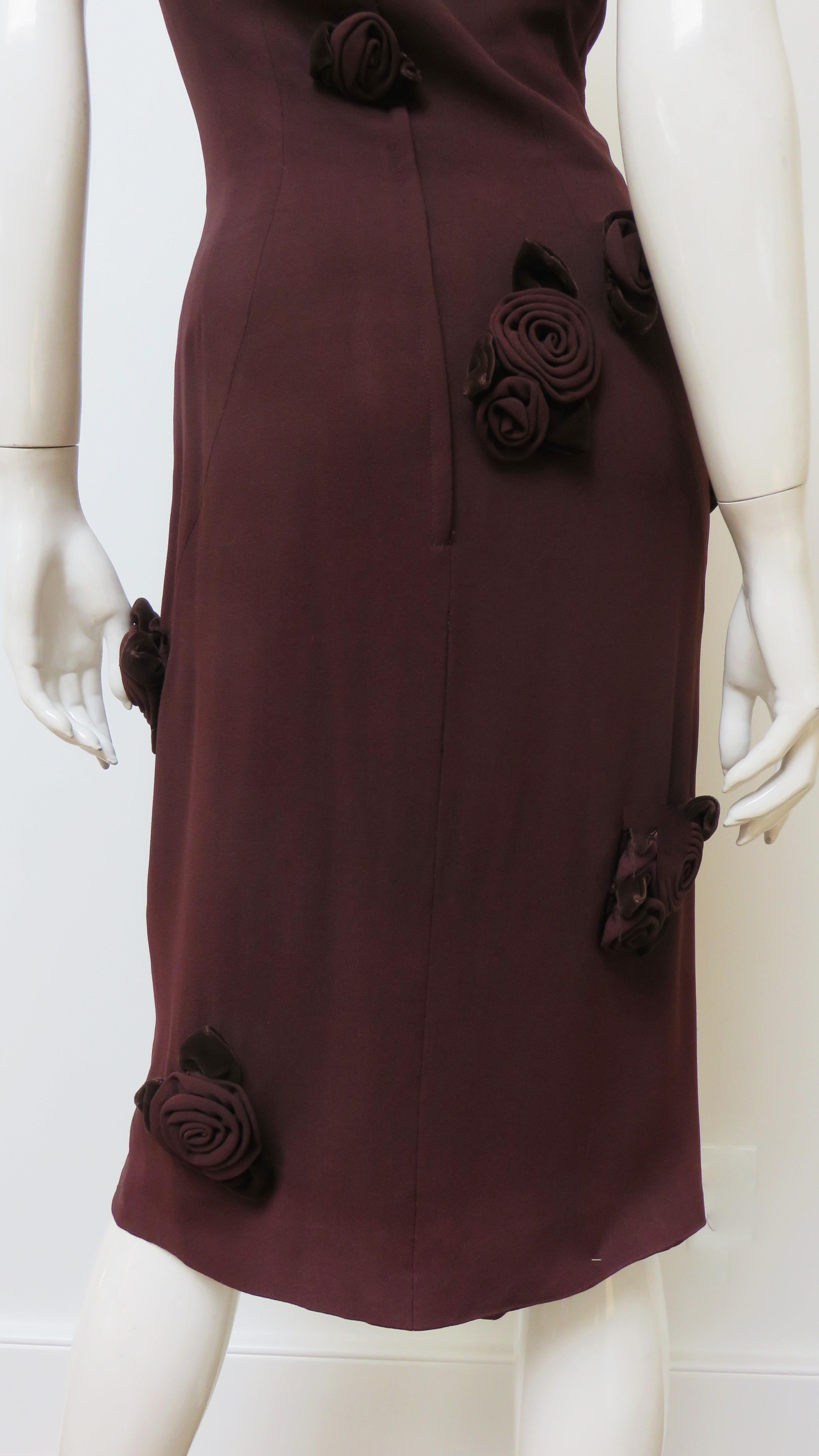 Estevez Brown Flower Applique Dress 1960s For Sale 11