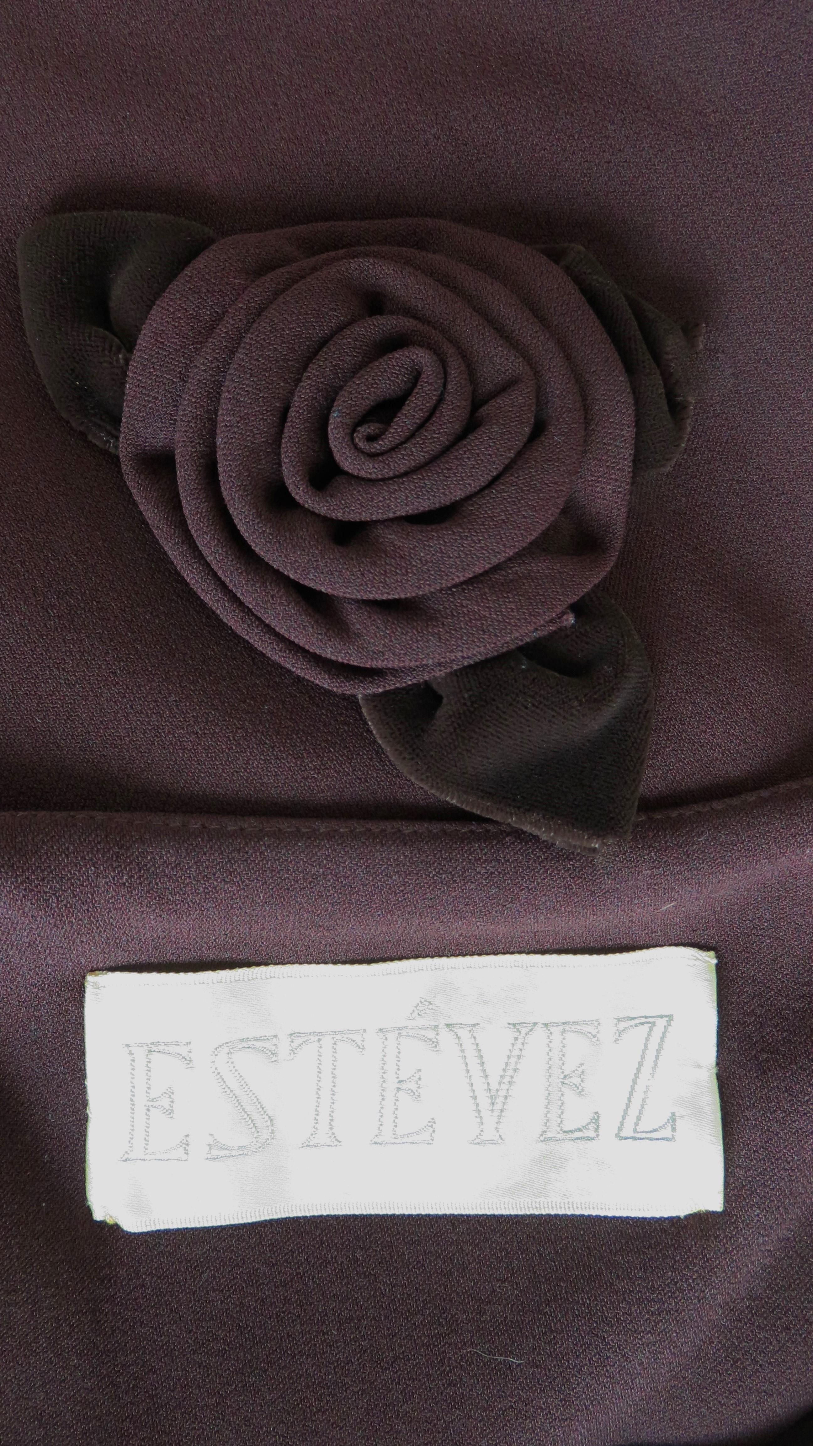 Estevez Brown Flower Applique Dress 1960s For Sale 13