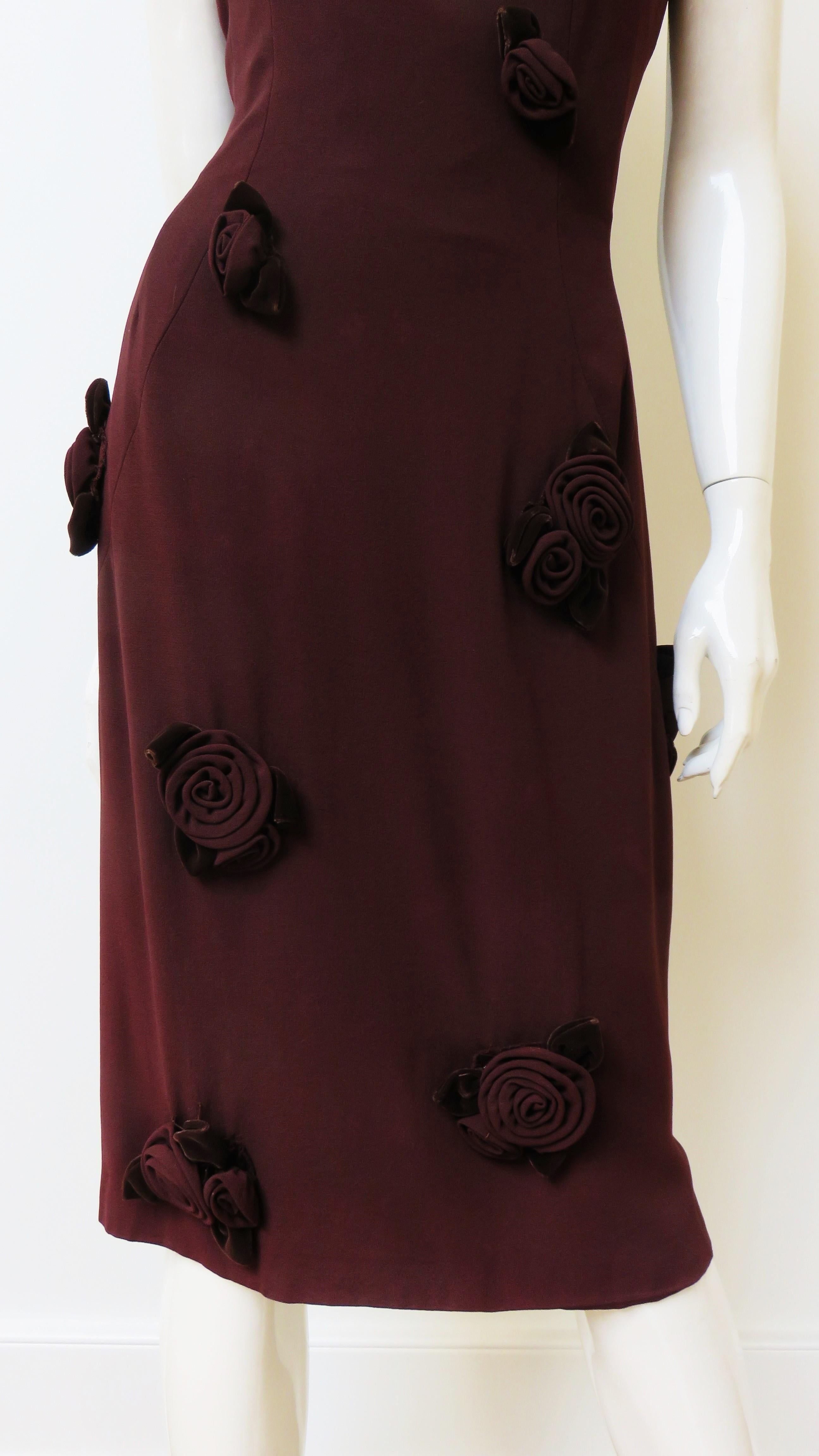 Estevez Brown Flower Applique Dress 1960s For Sale 2