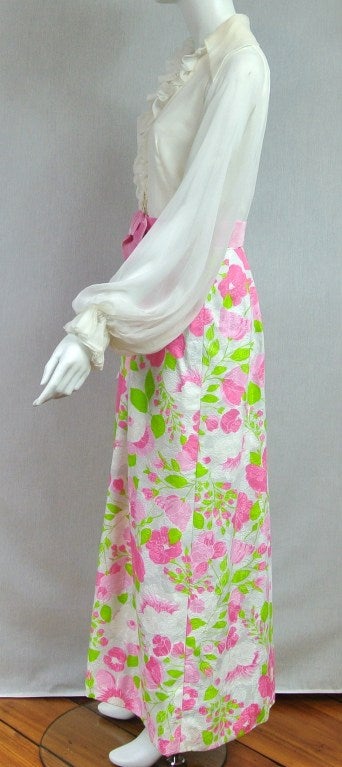  Estevez Floral Maxi Dress Poet Sleeves - Vintage 1970s  1