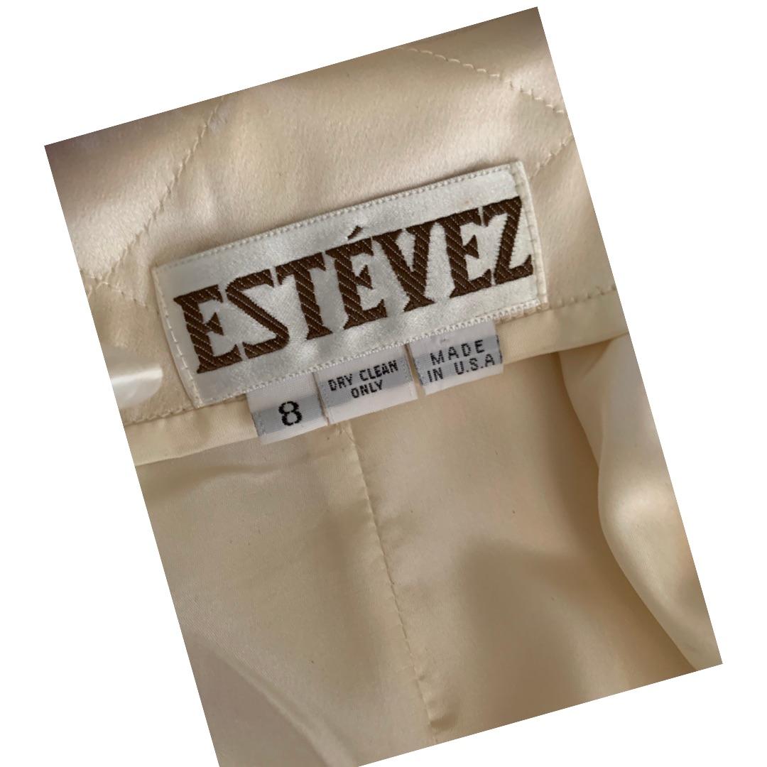 Brown Estevez Silk Stripe Chiffon & Satin Stripe Bodysuit Wide Leg Trouser Set Size 8