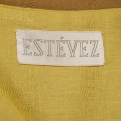 Robe fourreau « color block » en lin jaune vintage Estevez, années 1960
