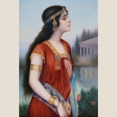 Esther KPM Porcelain Plaque, Carved Giltwood Frame, German, Circa 1890