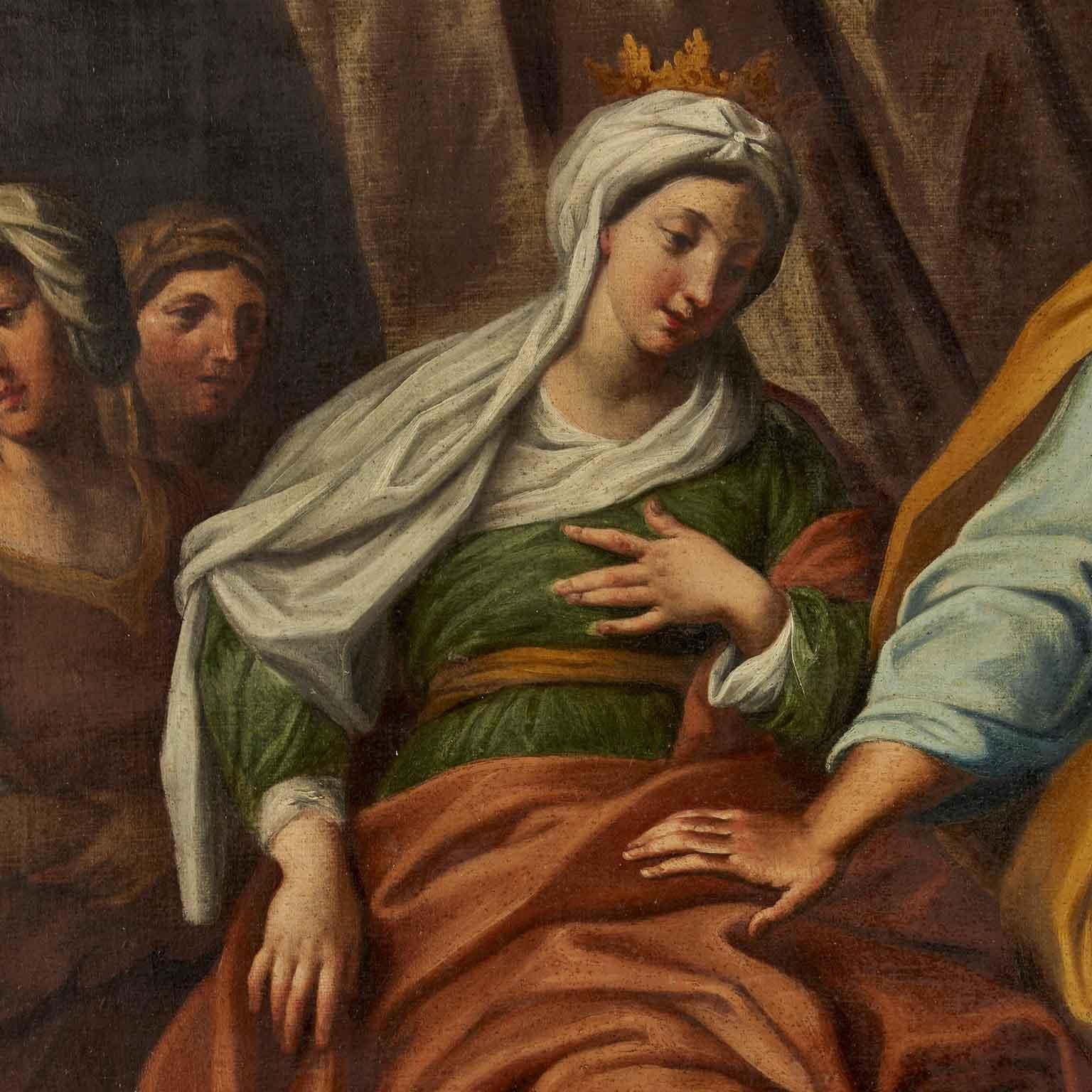 18th Century Italian Pair of Figural Biblical Paintings Esther Before Ahasuerus  11