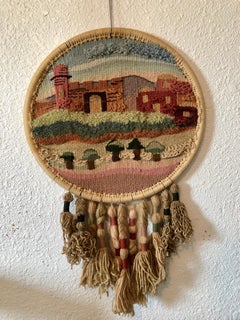 Jerusalem Wall Hanging Hand Embroidered tapestry Israeli Craft Judaica Folk Art