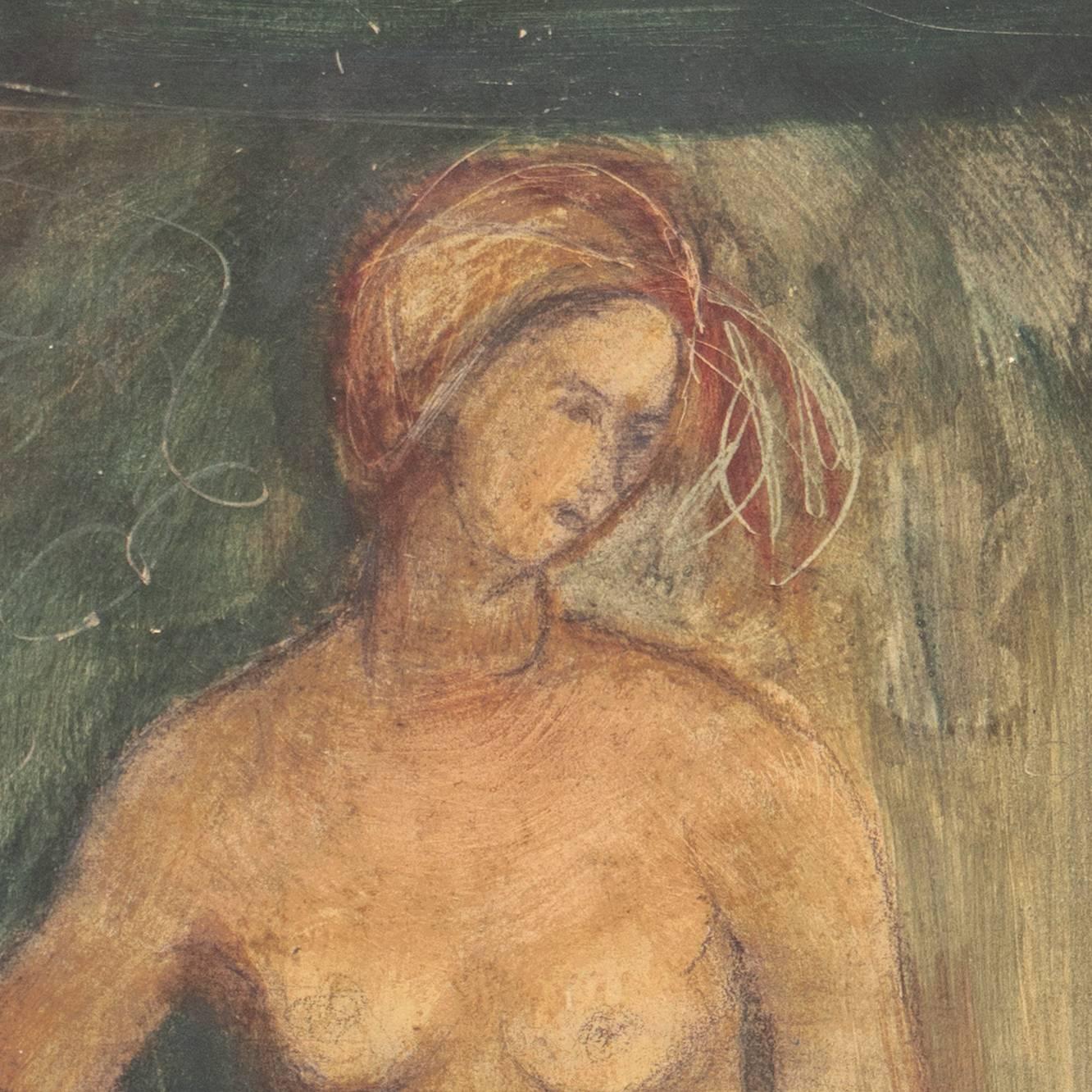 'Nudo in piedi', Artista donna modernista di metà secolo, San Francisco Museum of Art - Nude Print Grigio di Esther Fuller