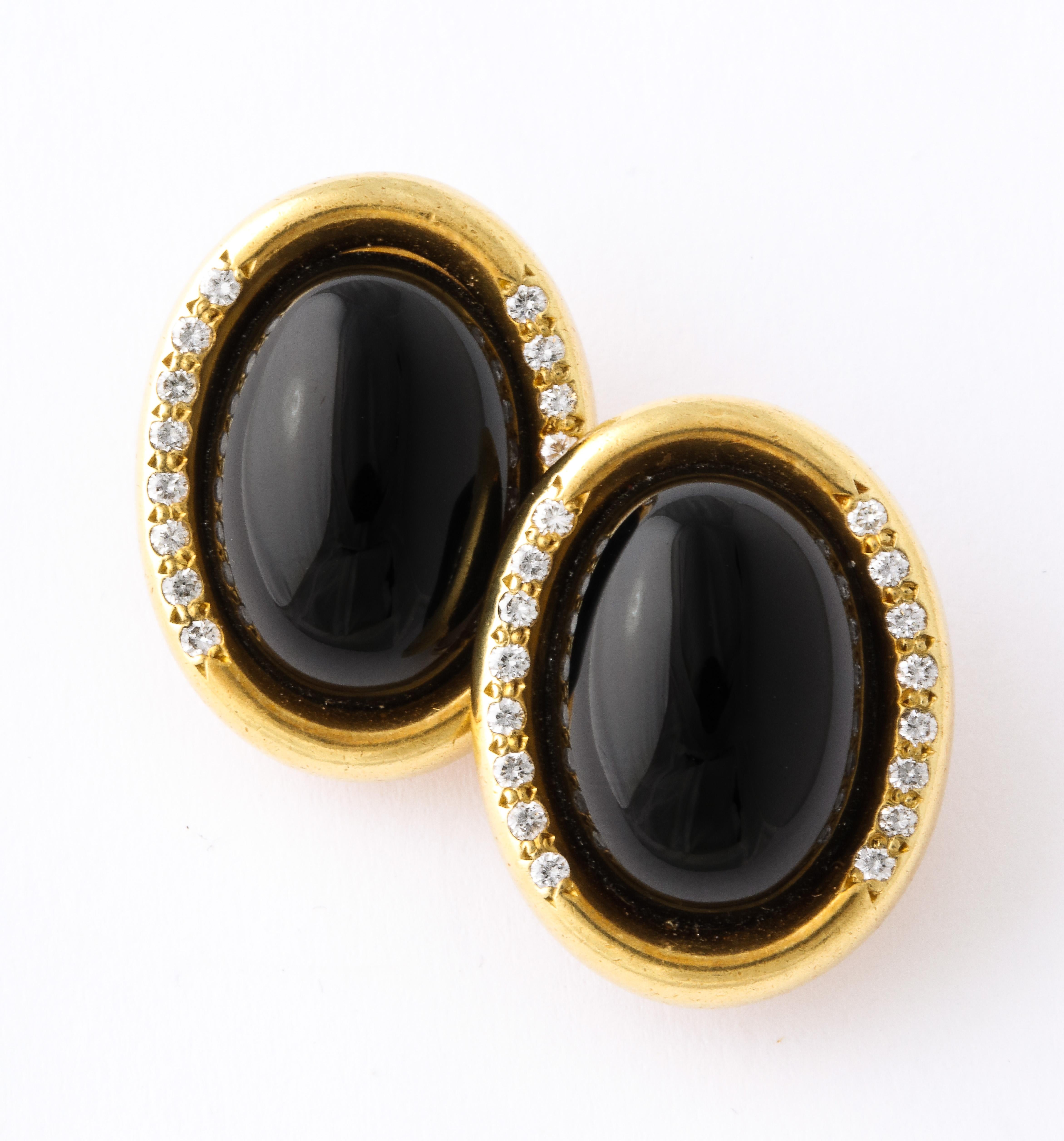 Esther Gallant Black Jade Diamond Ear Clips For Sale 1