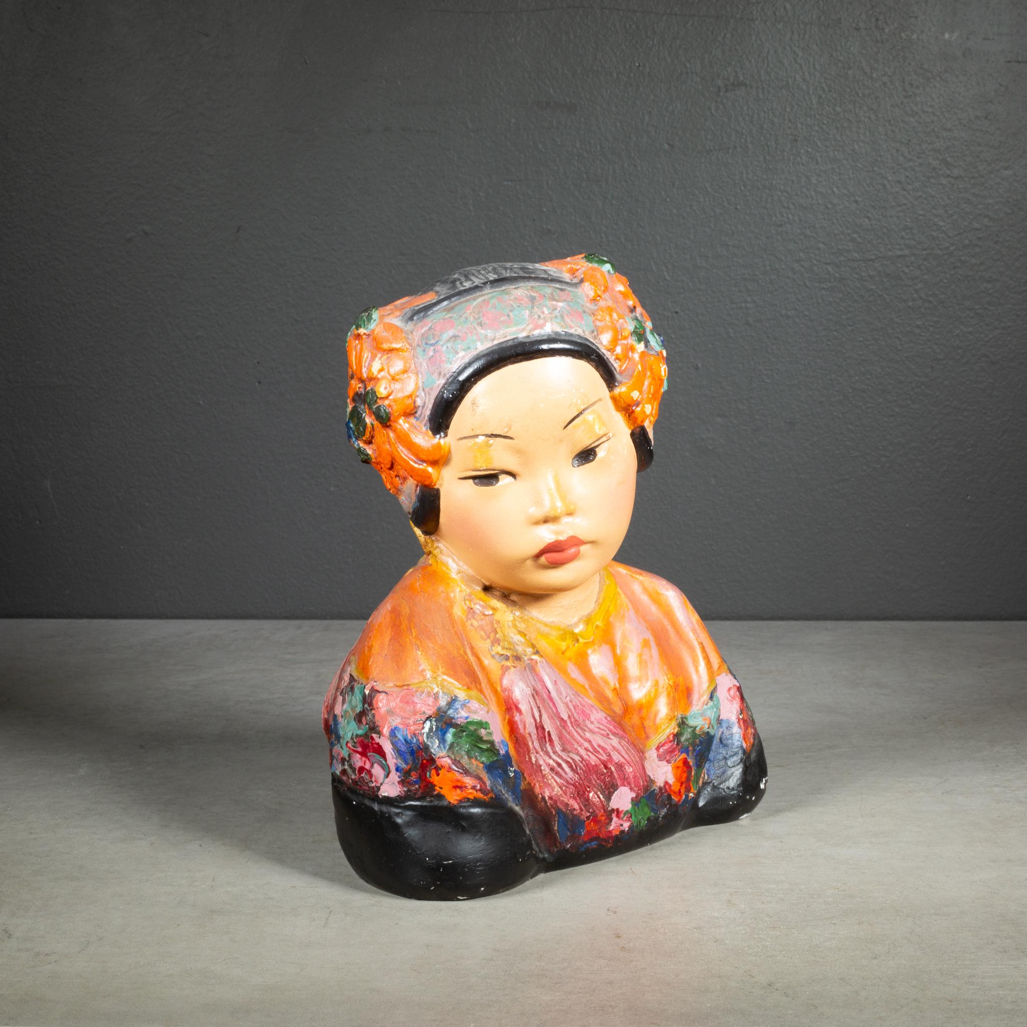 ABOUT

An early 20th c. painted chalkware figure by artist Esther Hunt. Signed by the artist and titled 