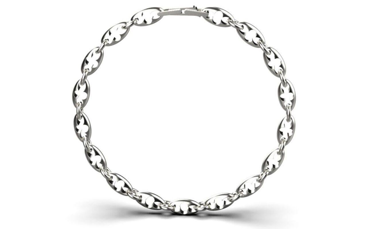 Women's or Men's Esther Link Bracelet, 18K White Gold For Sale