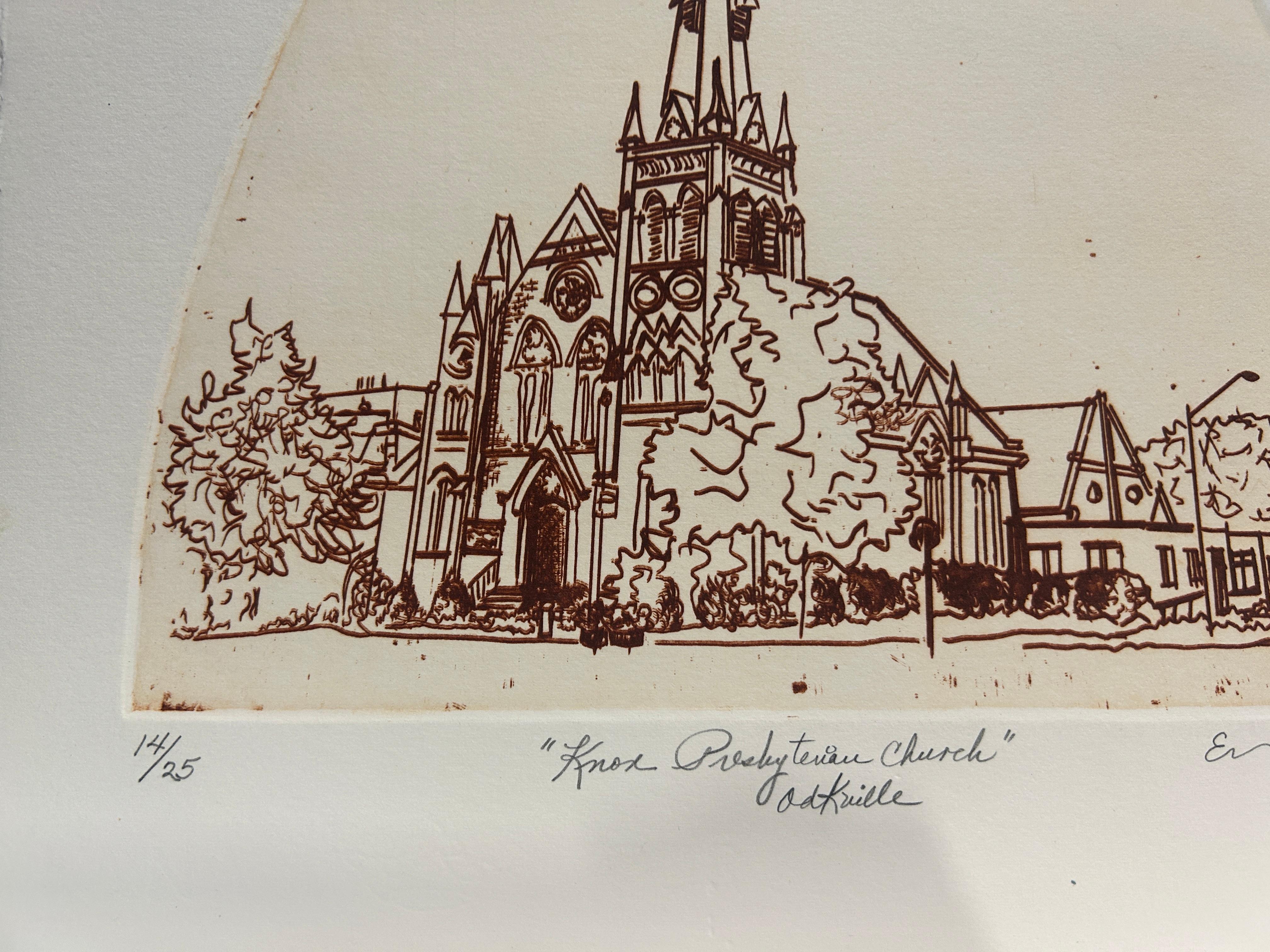 Knox Presbytarian Church – Oakville – Print von Esther Merikanskas