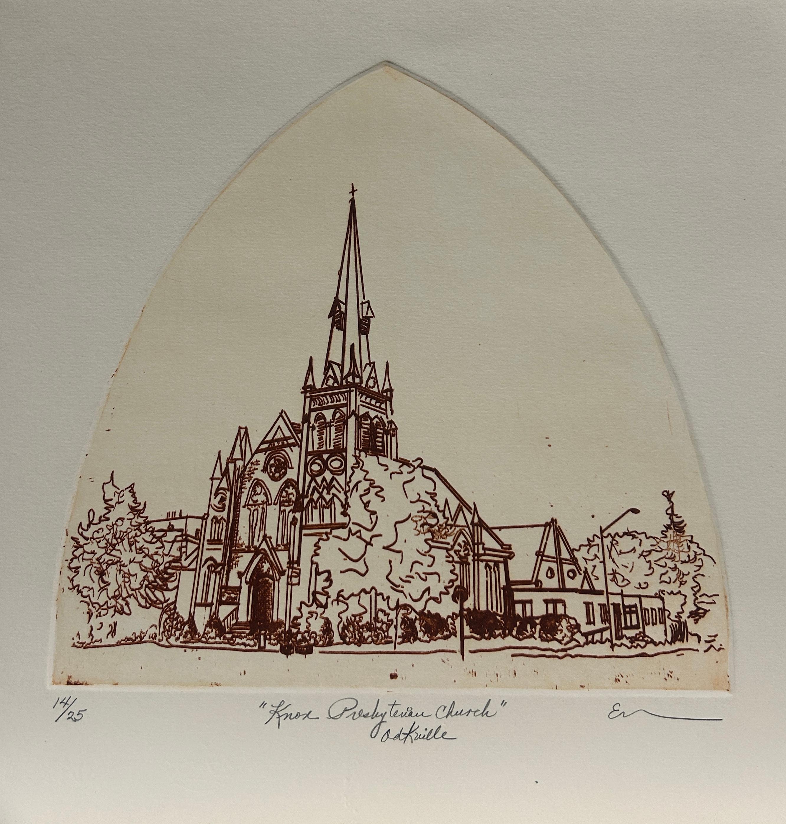 Esther Merikanskas Landscape Print – Knox Presbytarian Church – Oakville