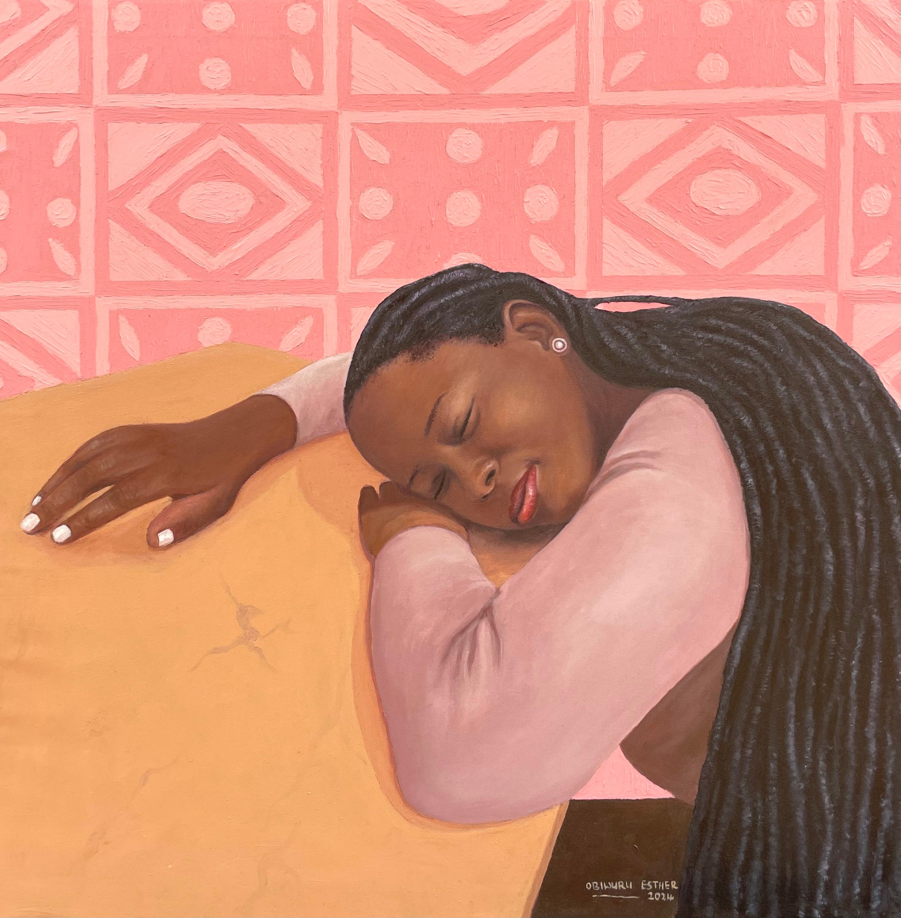 Esther Obiwuru Portrait Painting - Inner Peace - 21st Century, Contemporary, Figurative, Portrait, Women, Africa
