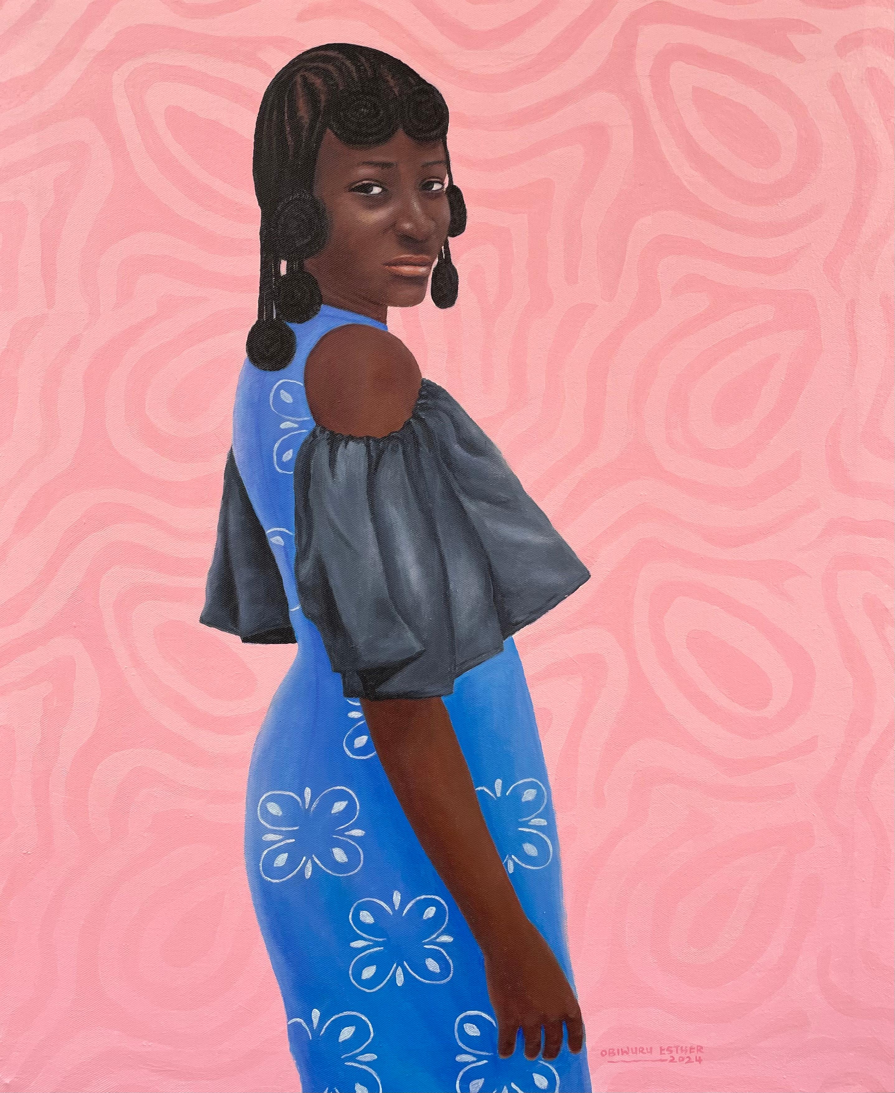 Figurative Painting de Esther Obiwuru - Resiliencia - Siglo XXI, Contemporáneo, Figurativo, Retrato, Mujer, África