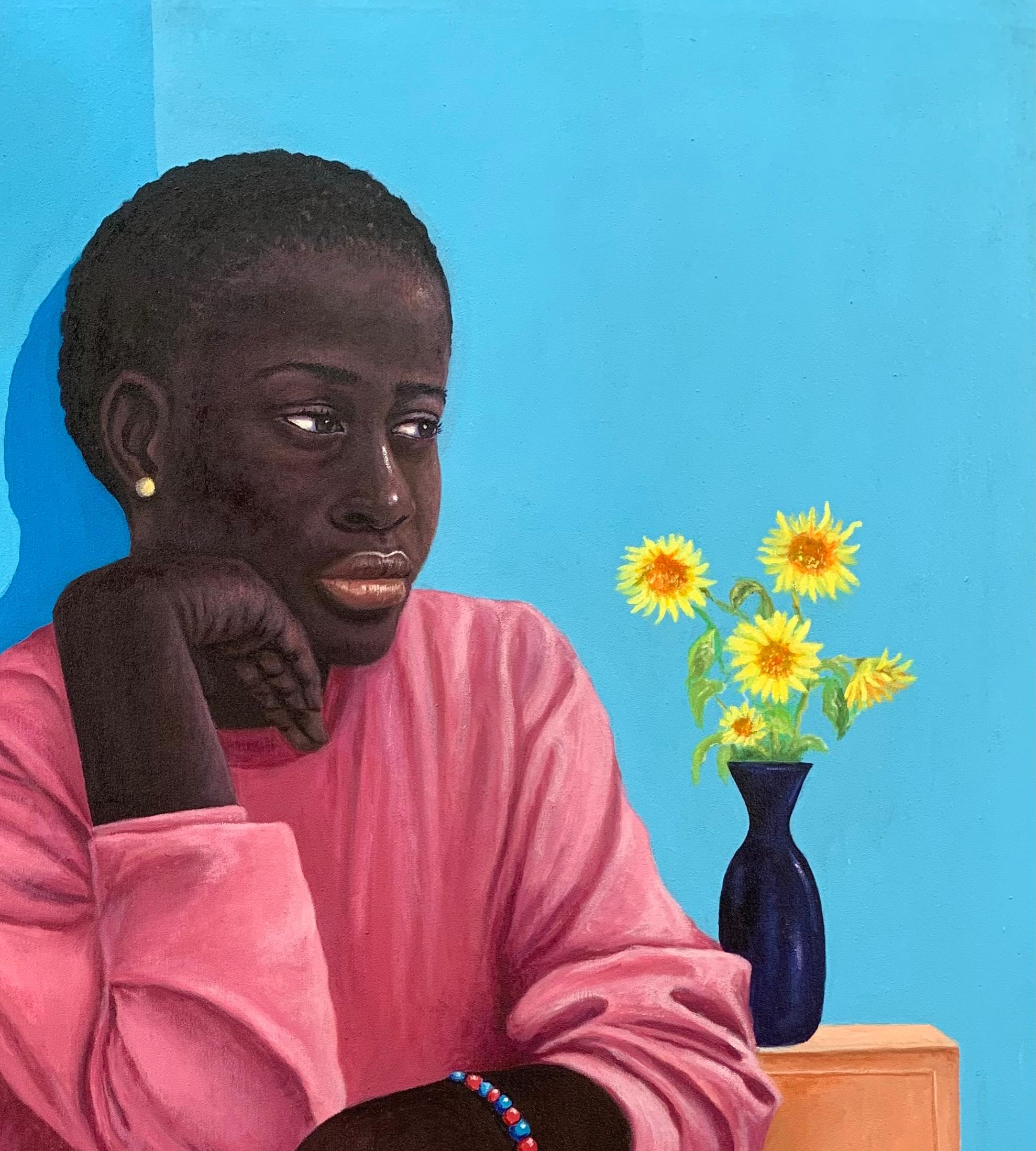Sitting Pretty - Expressionist Painting by Esther Obiwuru
