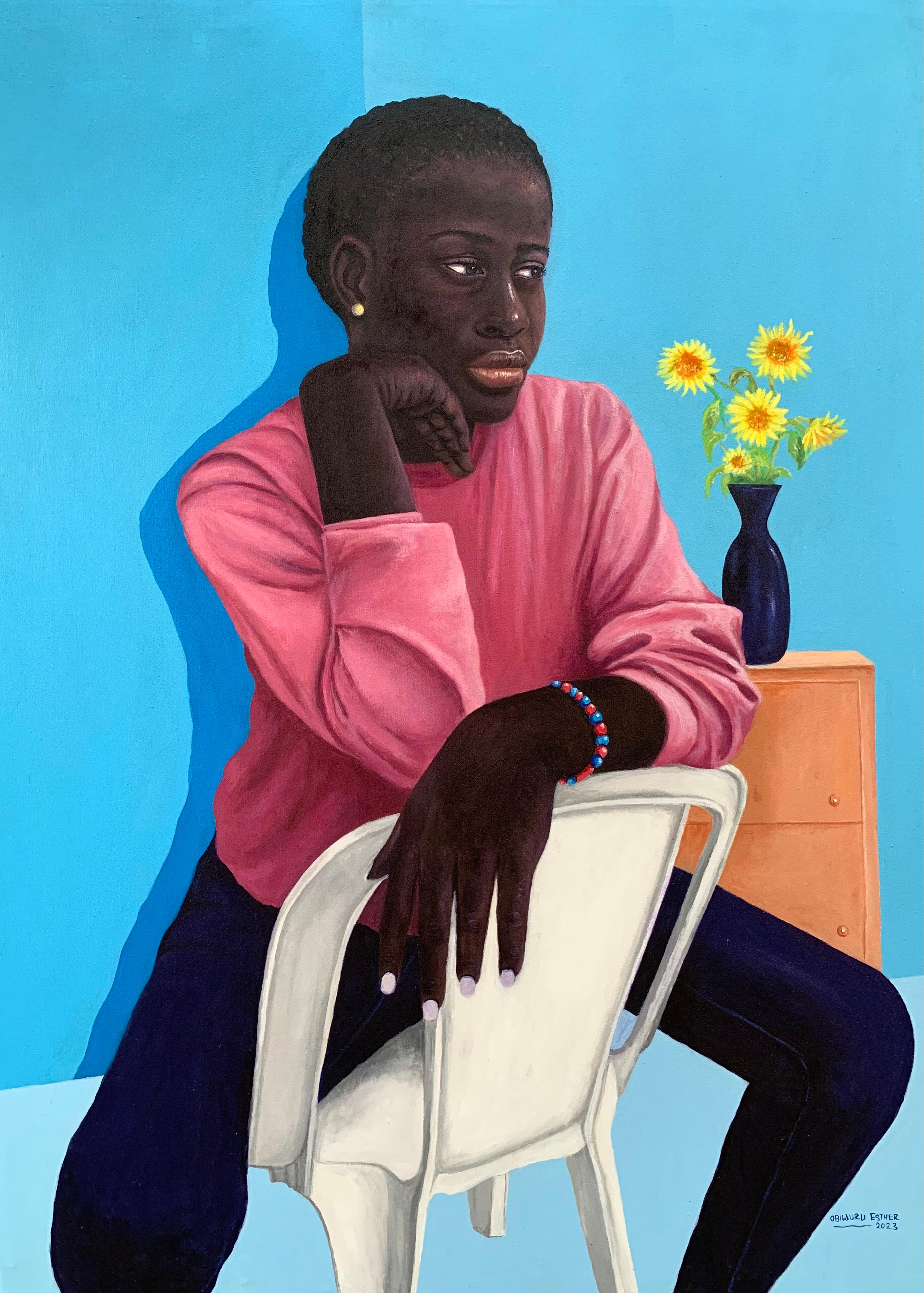 Esther Obiwuru Portrait Painting - Sitting Pretty