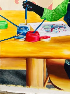 A World in Her Hand - Contemporary Figurative Childhood Painting