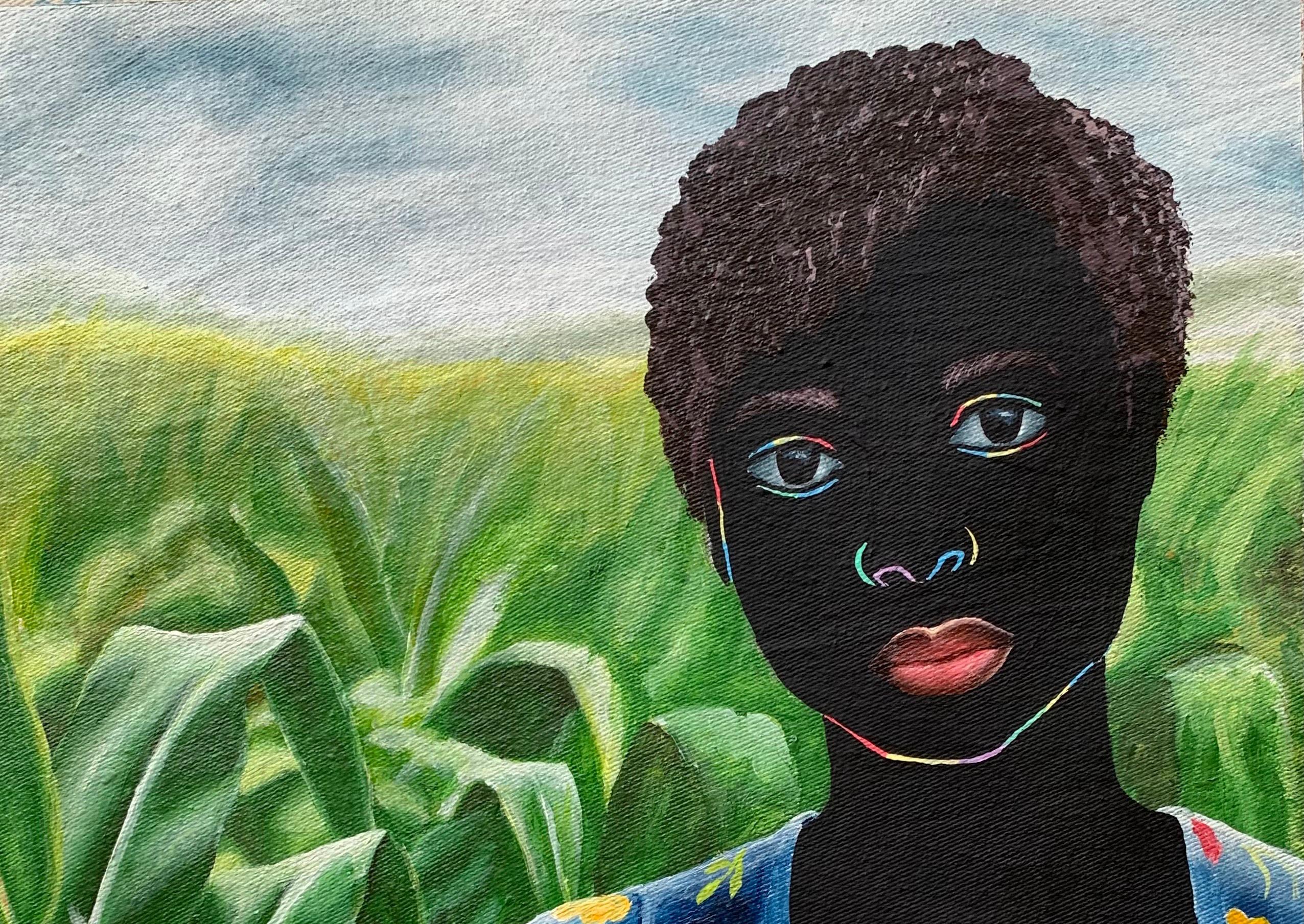 Beneath The Sky, Among The Stalks 1 -21. Jahrhundert, Zeitgenössisch Figurativ, Bauernhof – Painting von Esther Oyeyemi