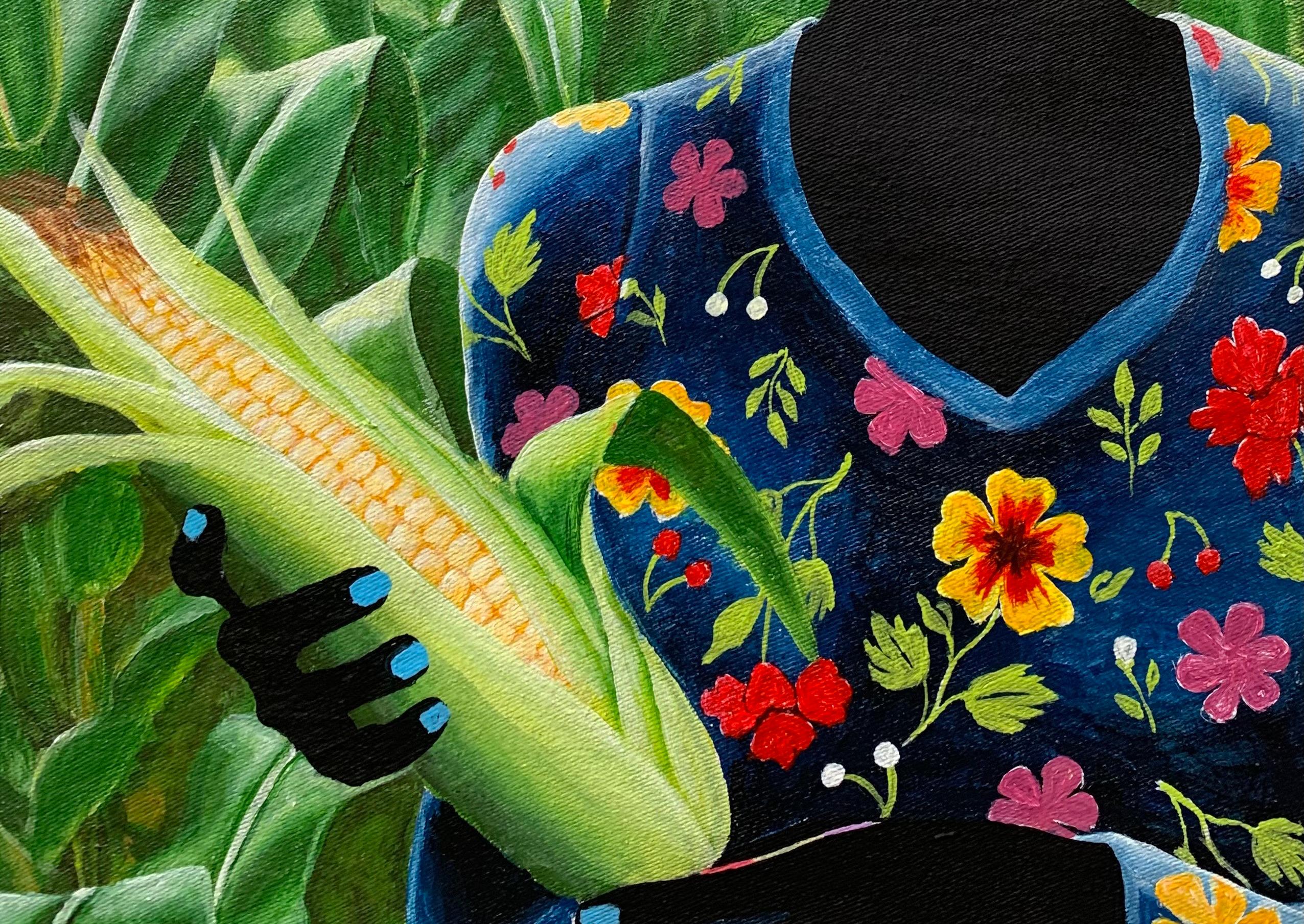 Beneath The Sky, Among The Stalks 1 -21. Jahrhundert, Zeitgenössisch Figurativ, Bauernhof (Schwarz), Portrait Painting, von Esther Oyeyemi