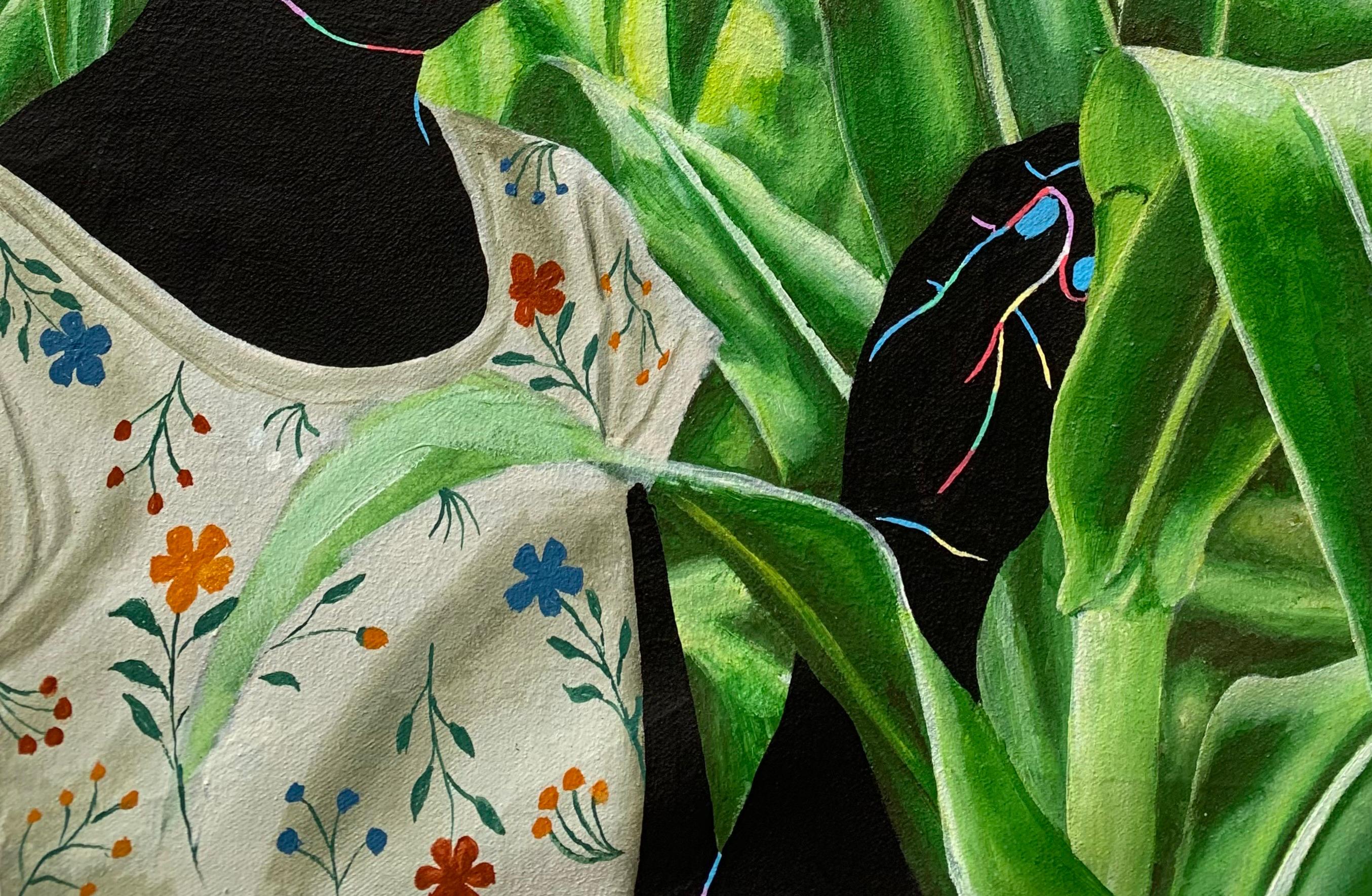Beneath The Sky, Among The Stalks 2 -21. Jahrhundert, Zeitgenössisch Figurativ, Bauernhof (Schwarz), Figurative Painting, von Esther Oyeyemi