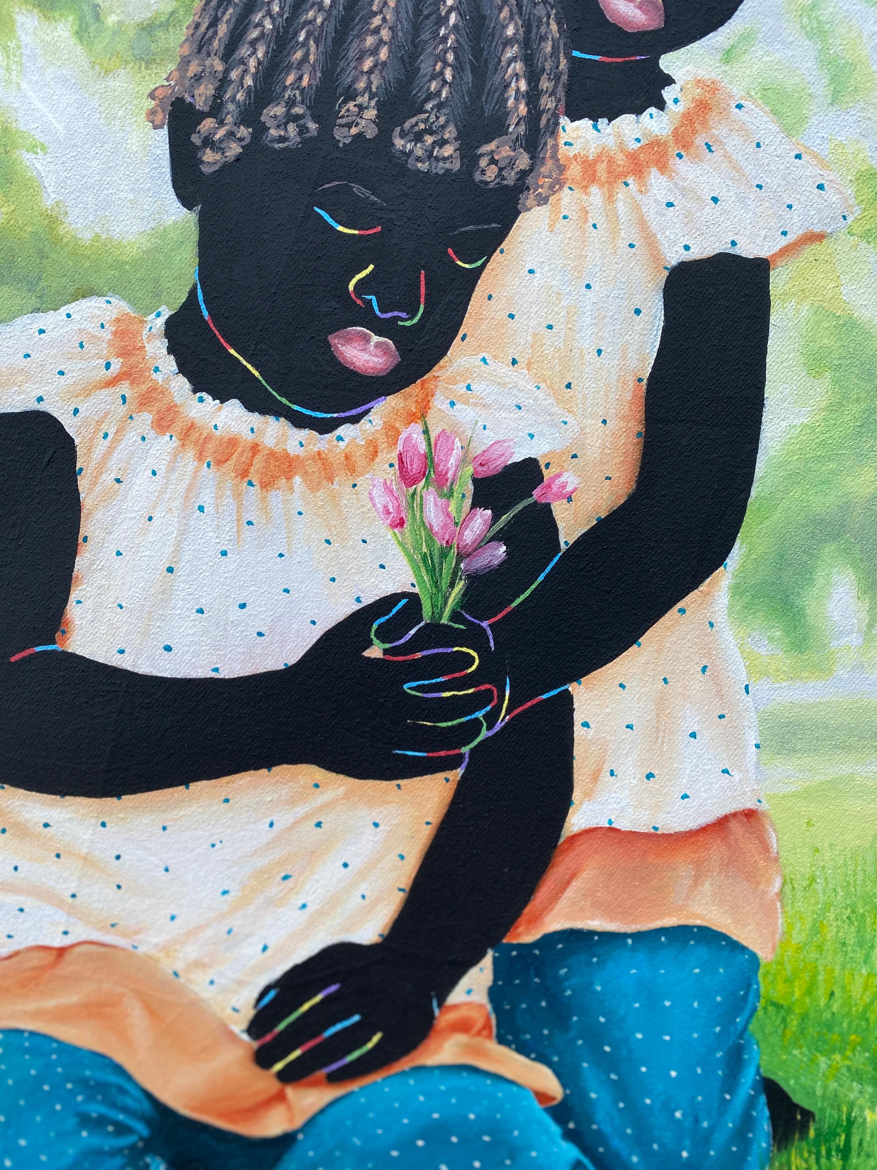 Lazos en ciernes - Pintura infantil figurativa contemporánea - Painting de Esther Oyeyemi