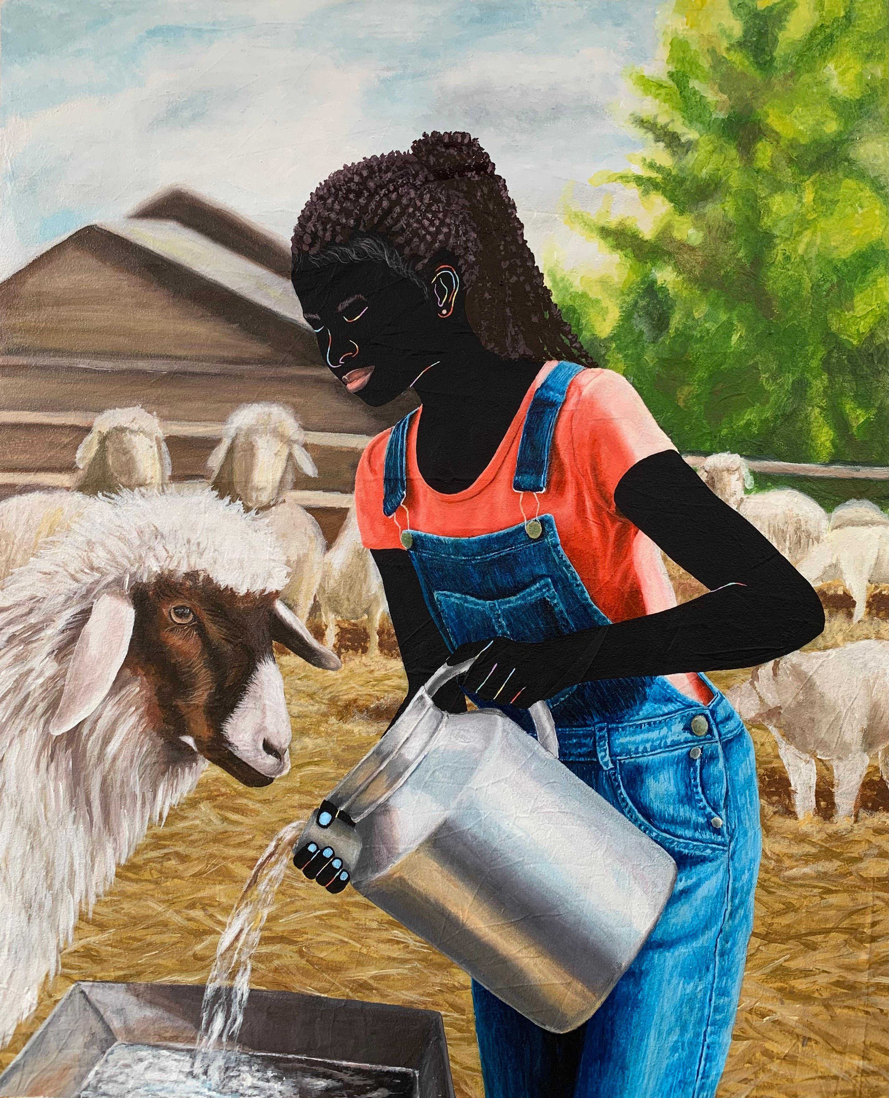 My Beloved Business 2 -21. Jahrhundert, Zeitgenössisch, Figurative Frauen, Schafherden
