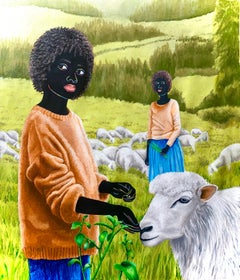 Mi querido negocio -Siglo XXI, Contemporáneo, Figurativo, Animal, Rebaños Mujeres