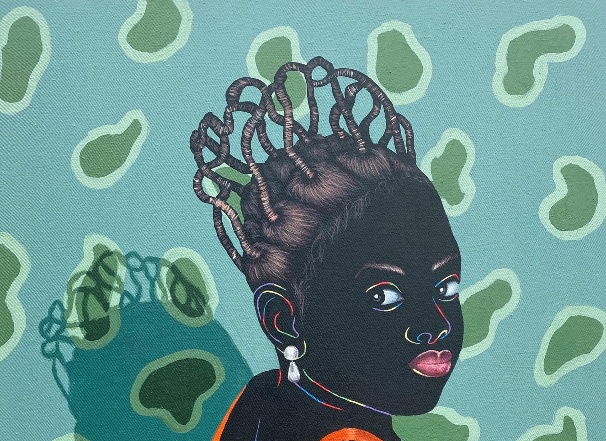 Wandteppich der Schönheit (Asake) 1 - 21. Jahrhundert, Zeitgenössisch, Figurativ, Porträt – Painting von Esther Oyeyemi