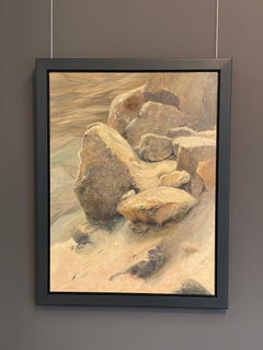 Sabbia e parete ripida - Pittura paesaggistica del 21° secolo con pietre in una cava