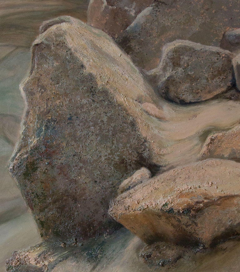 Sand and Steep wall- 21st Century Landscape Painting of Stones in a Quarry For Sale 2