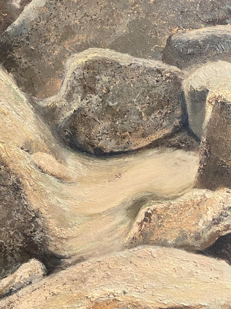 Sand and Steep wall- 21st Century Landscape Painting of Stones in a Quarry For Sale 4