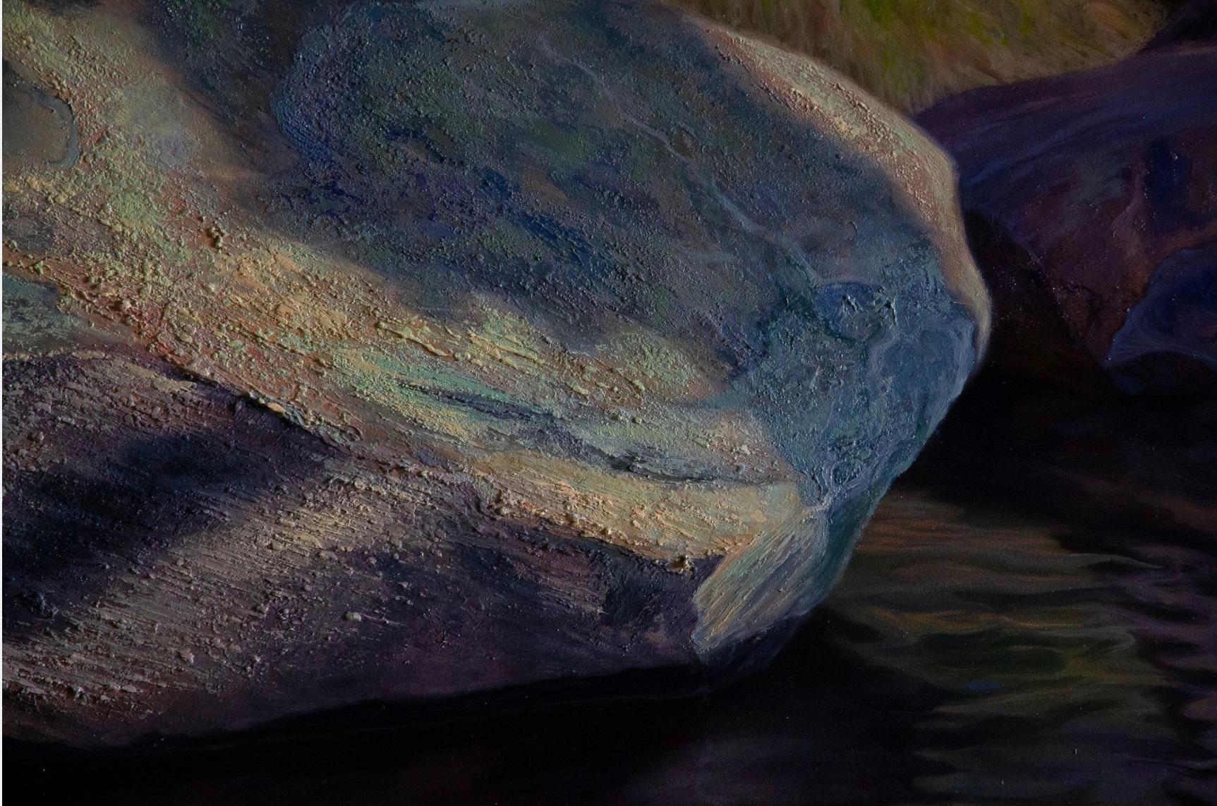 Sandstone Variegated - Peinture de paysage du 21e siècle représentant une rivière avec des sables - Painting de Esther Schlebos