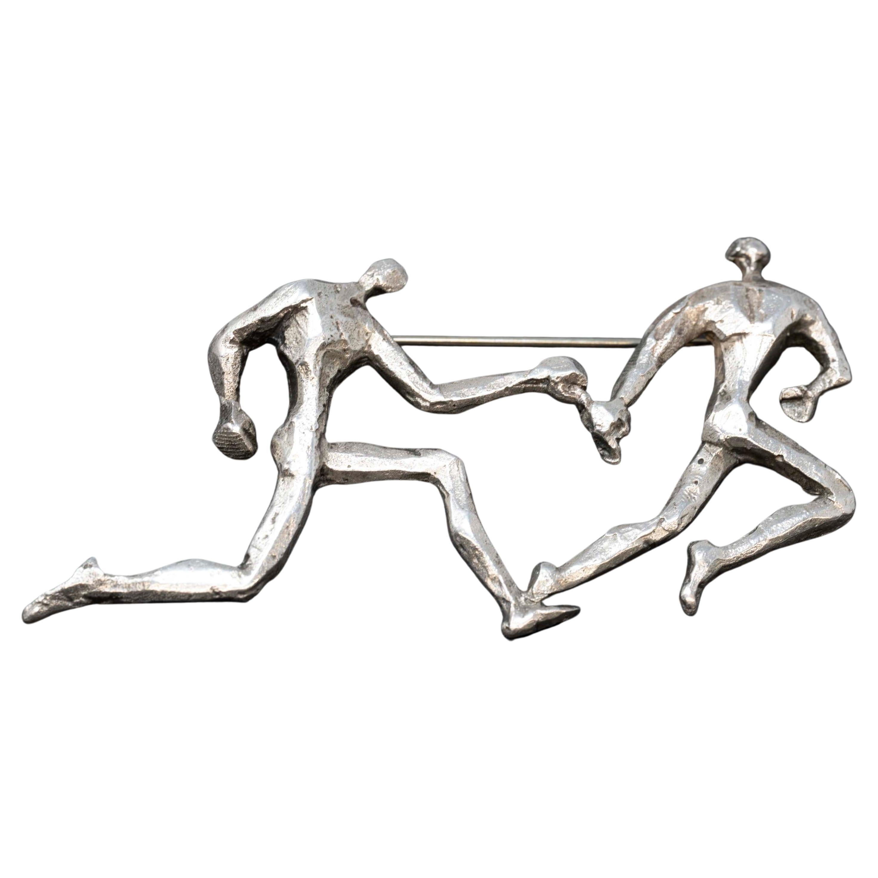 Esther Wertheimer Relay Sterling Silver Brooch For Sale