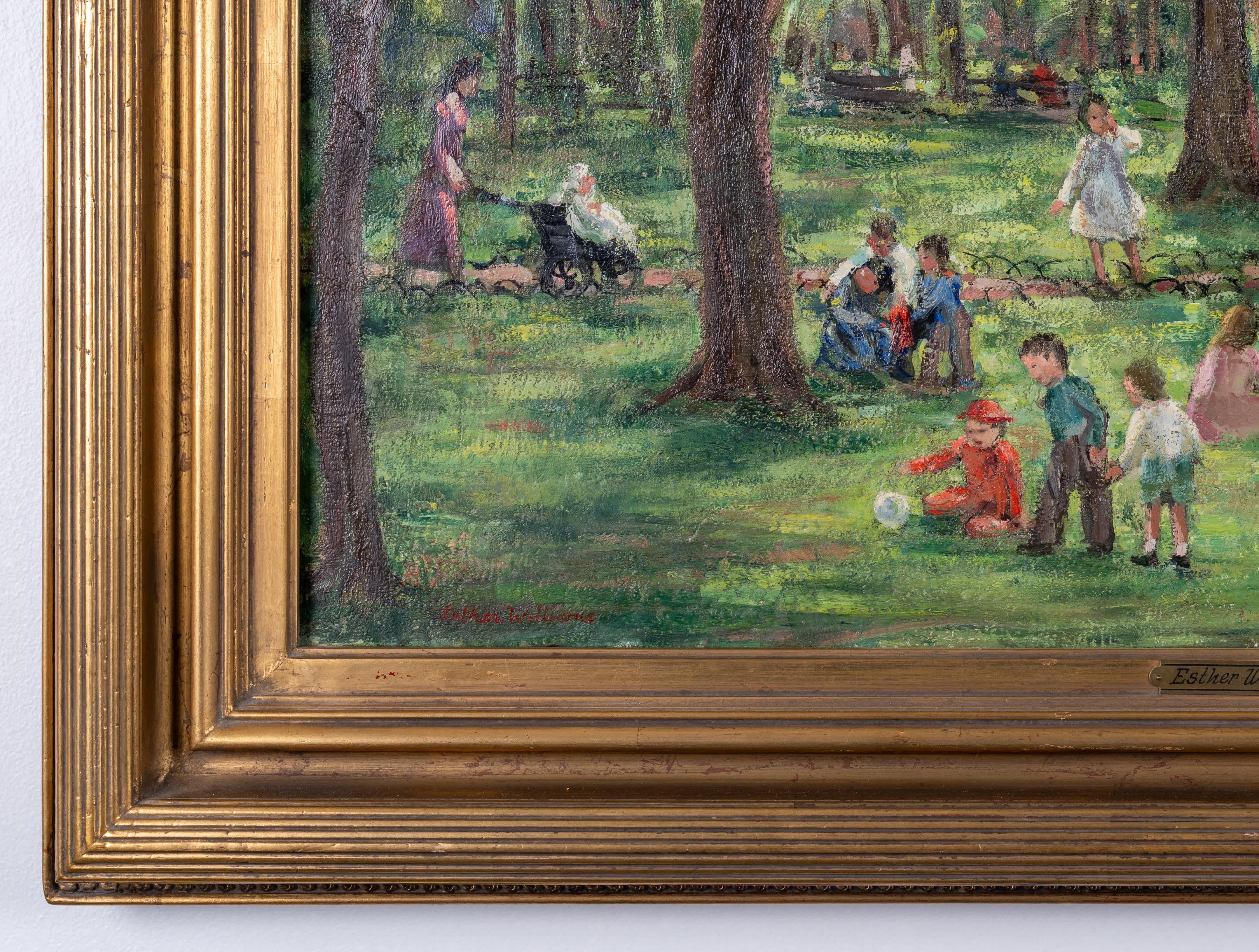 Washington Square - Brown Landscape Painting by Esther Williams