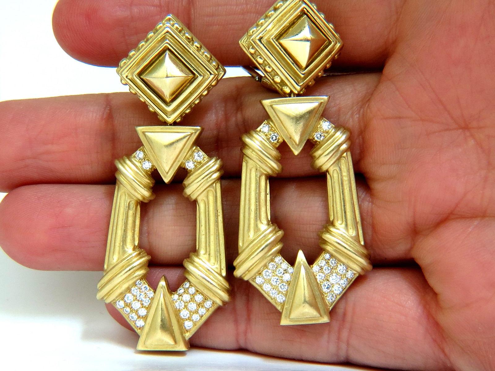 Women's or Men's Esti Frederica Designer 18 Karat Byzantine Diamonds Door Knocker Earrings For Sale