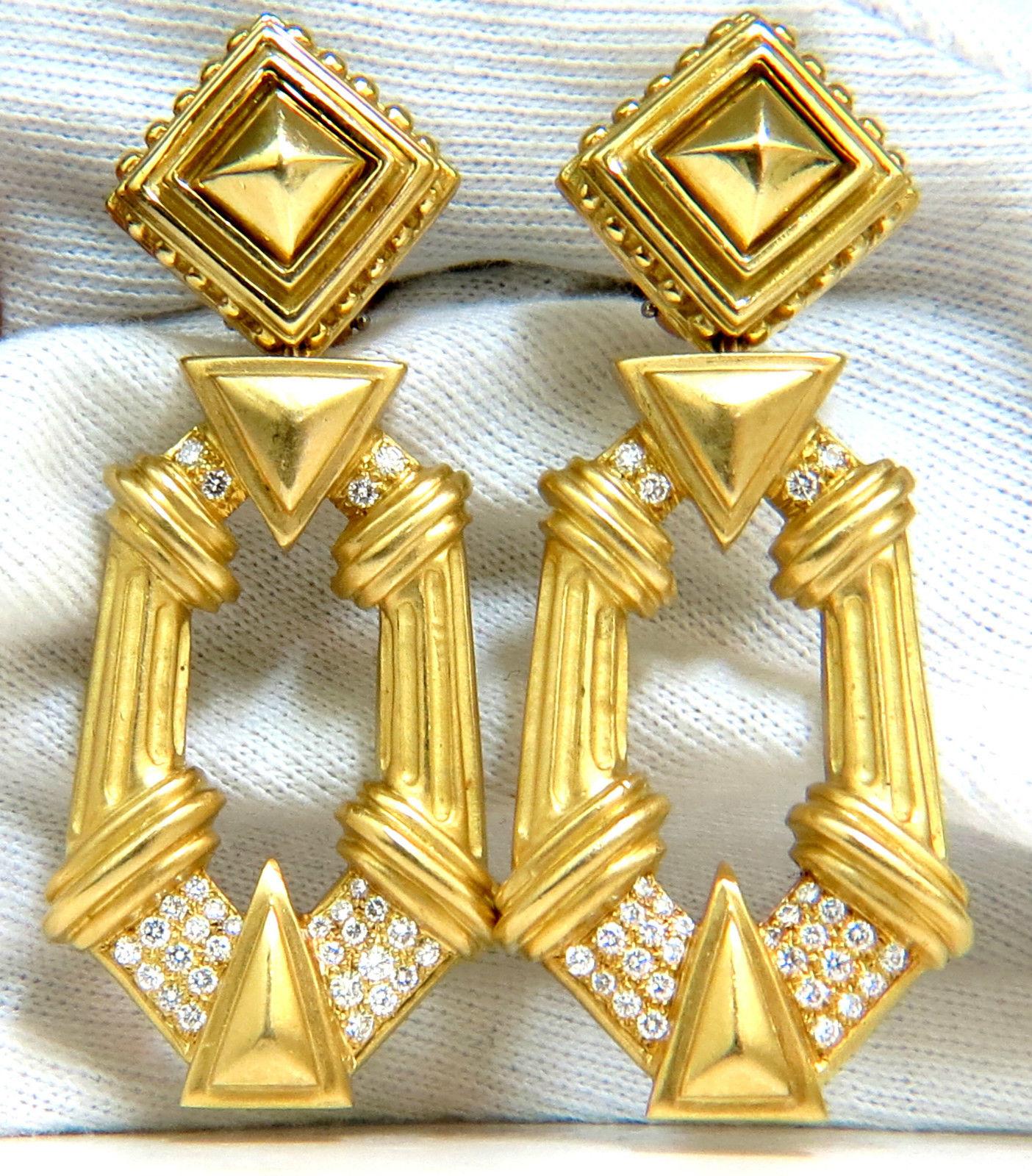 Esti Frederica Designer 18 Karat Byzantine Diamonds Door Knocker Earrings For Sale 3